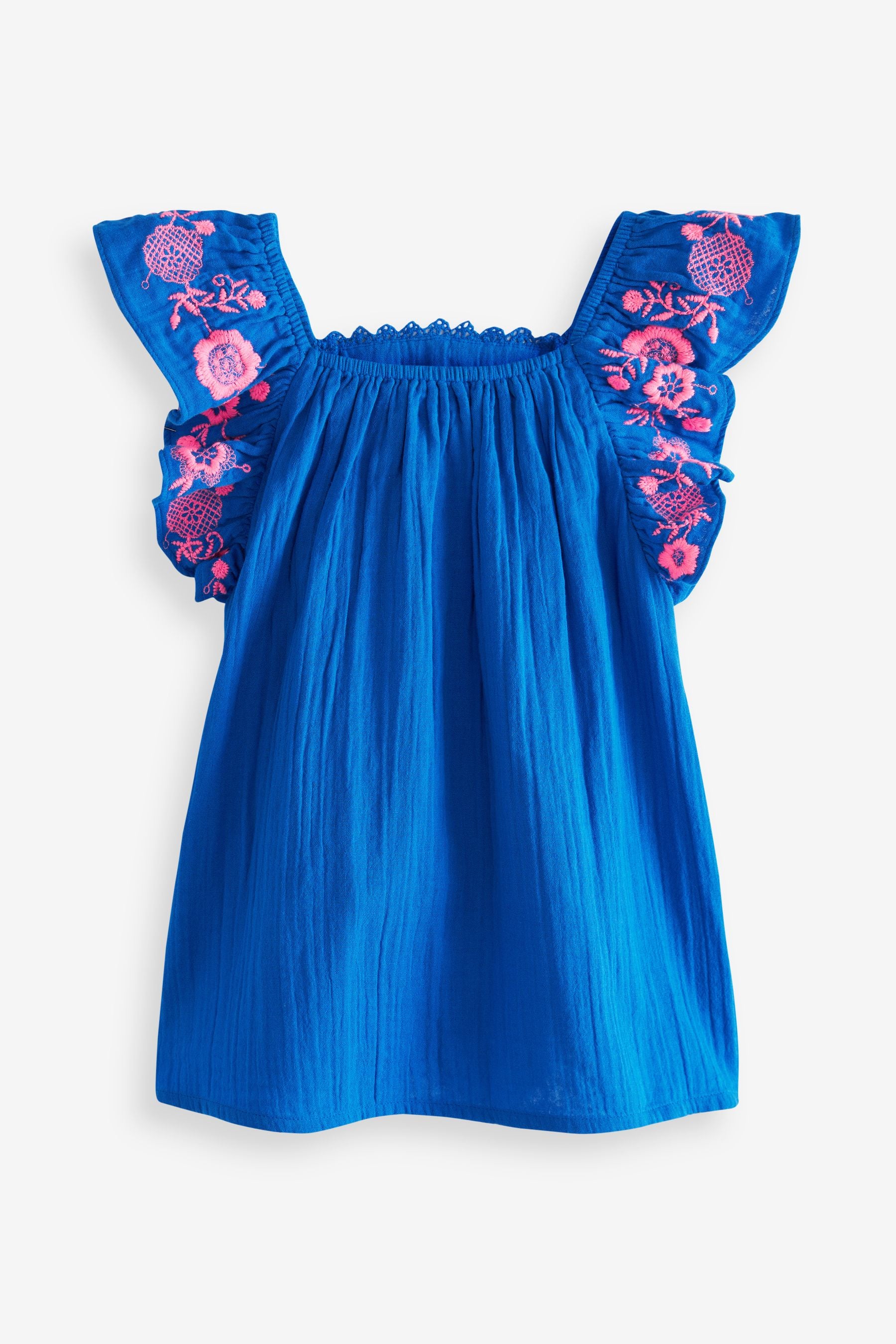 Blue/Pink Embroidered Kaftan Dress (3mths-8yrs)