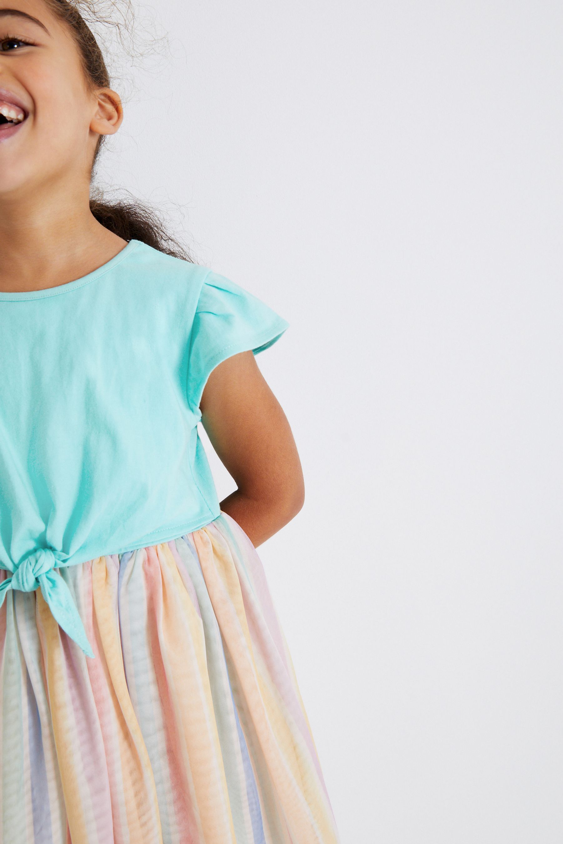 Teal Blue Rainbow Skirt Dress (3-16yrs)