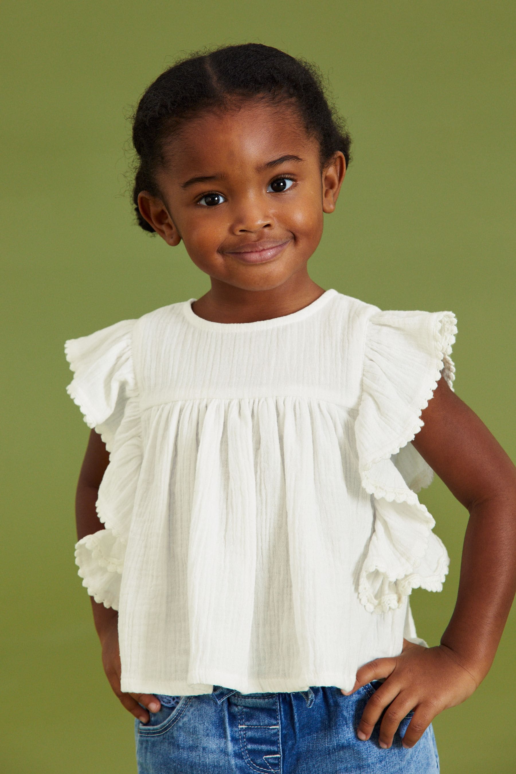 White Cotton Ruffle Blouse (3mths-7yrs)