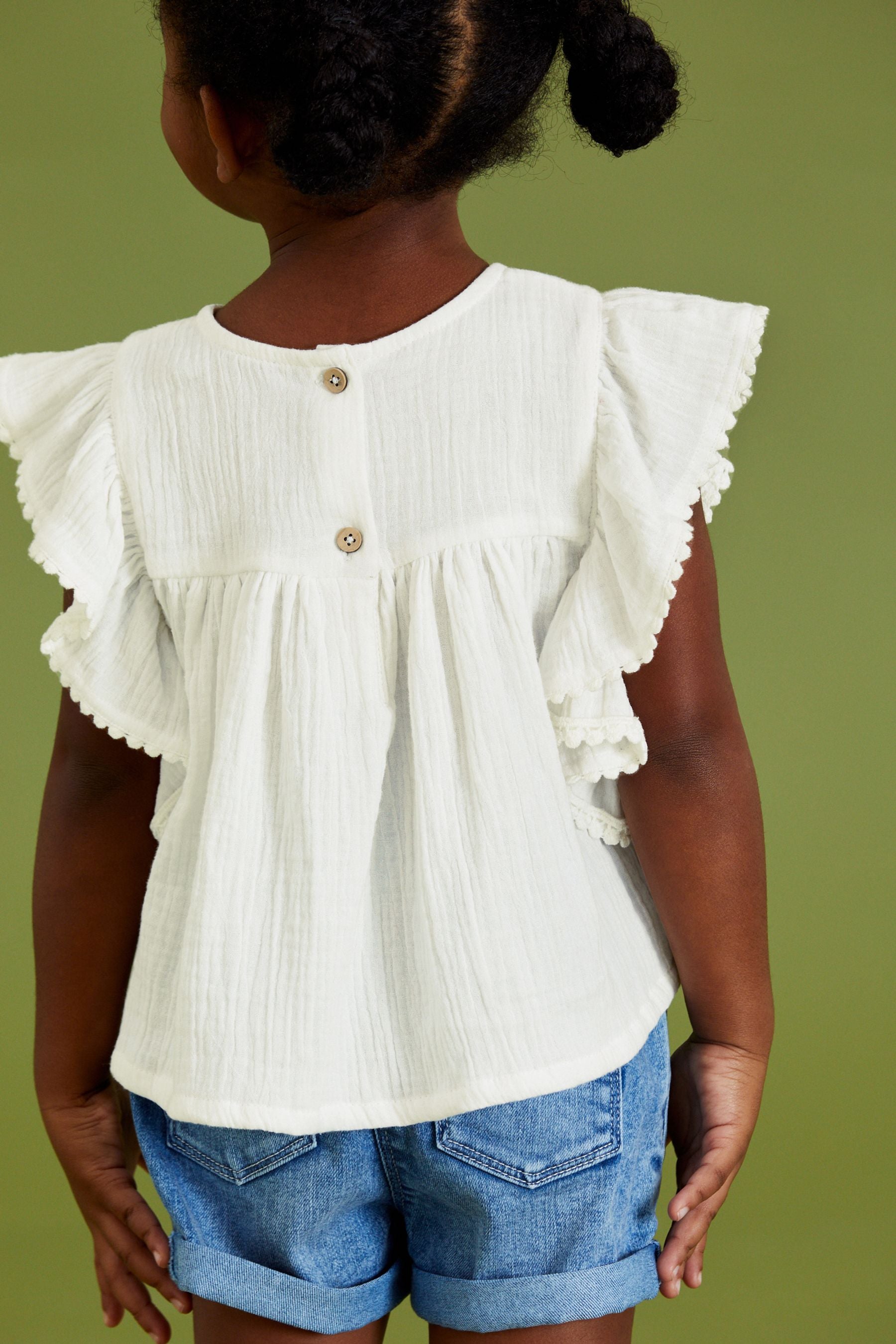 White Cotton Ruffle Blouse (3mths-7yrs)