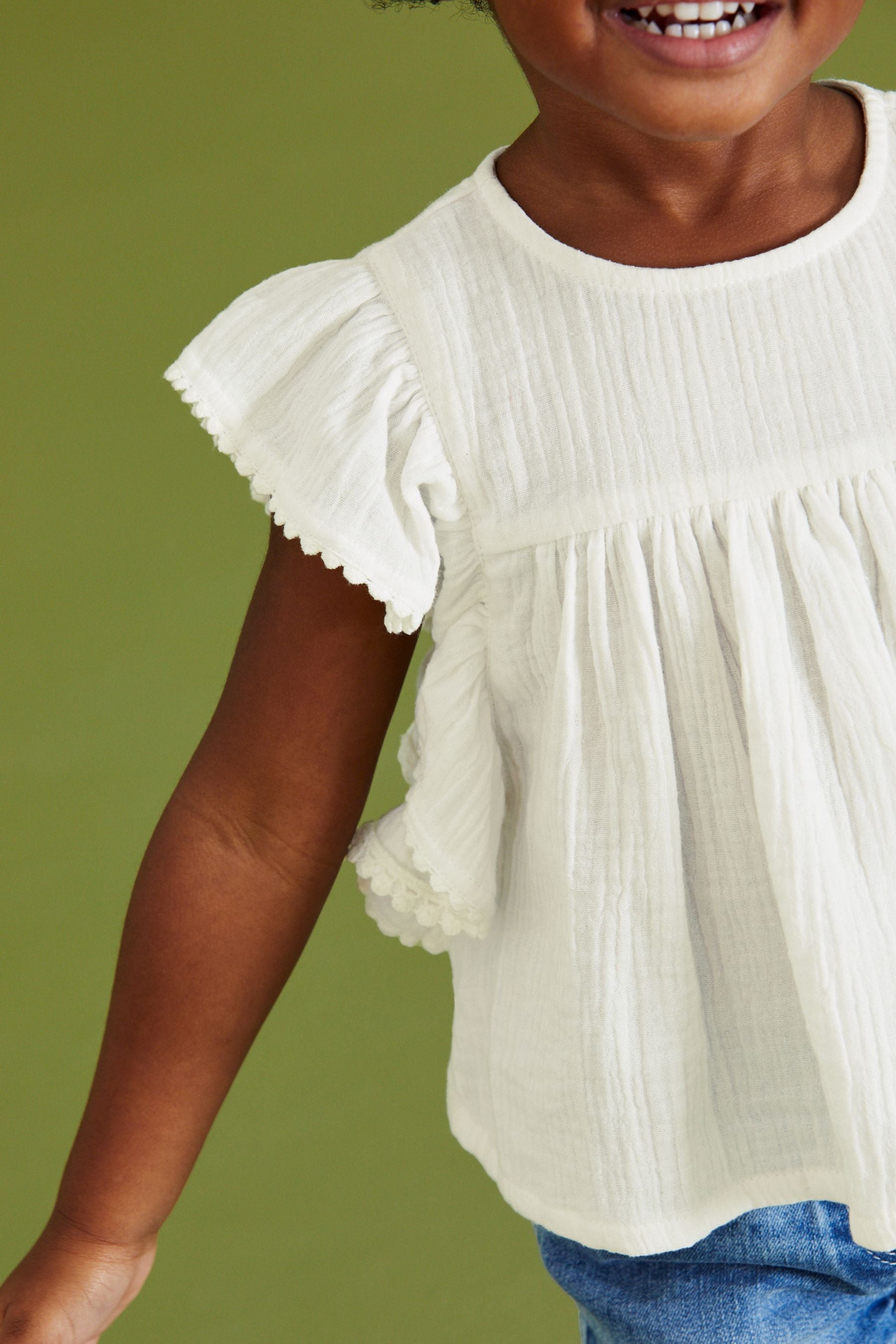 White Cotton Ruffle Blouse (3mths-7yrs)