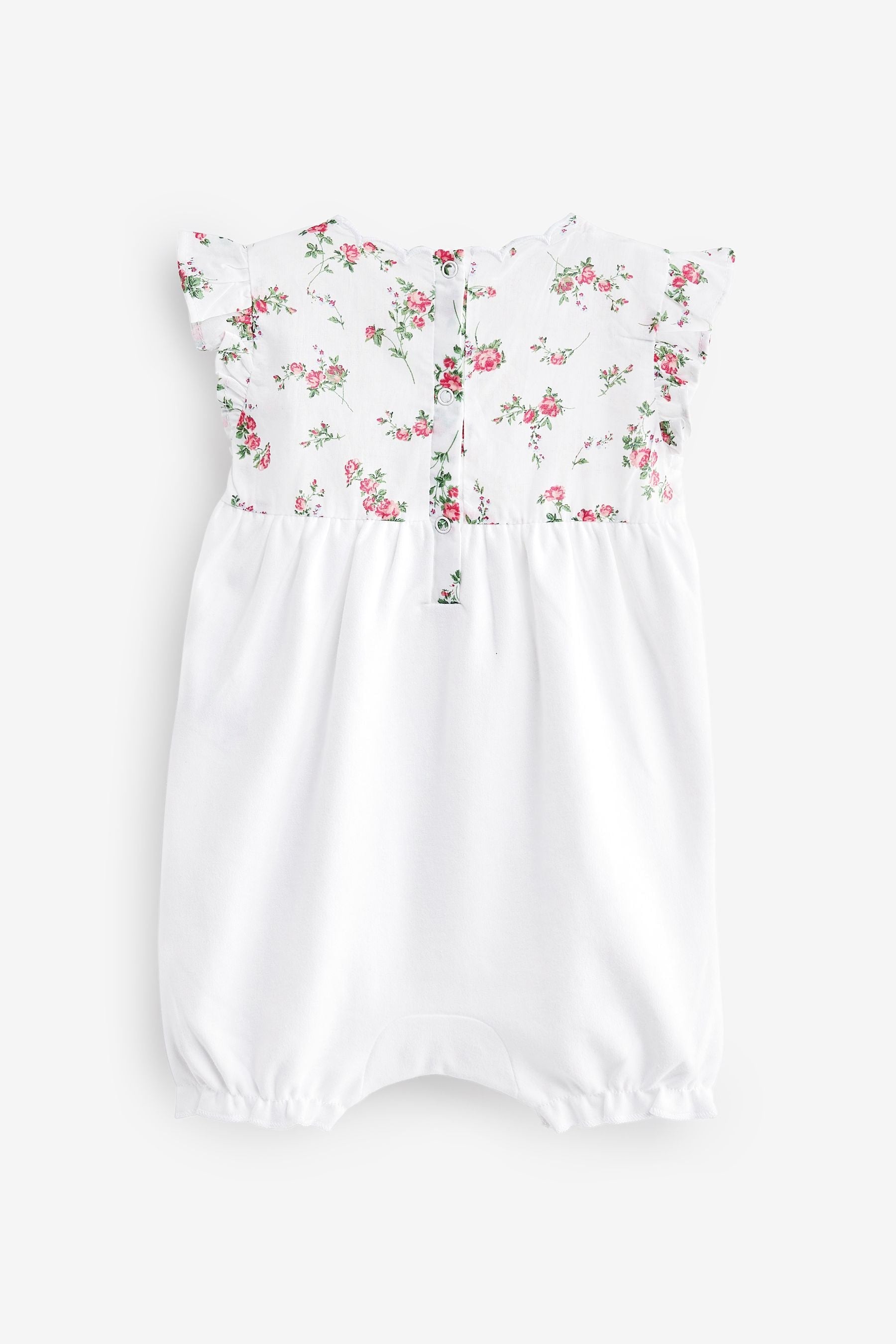 Ecru Cream Floral Jersey Baby Playsuit