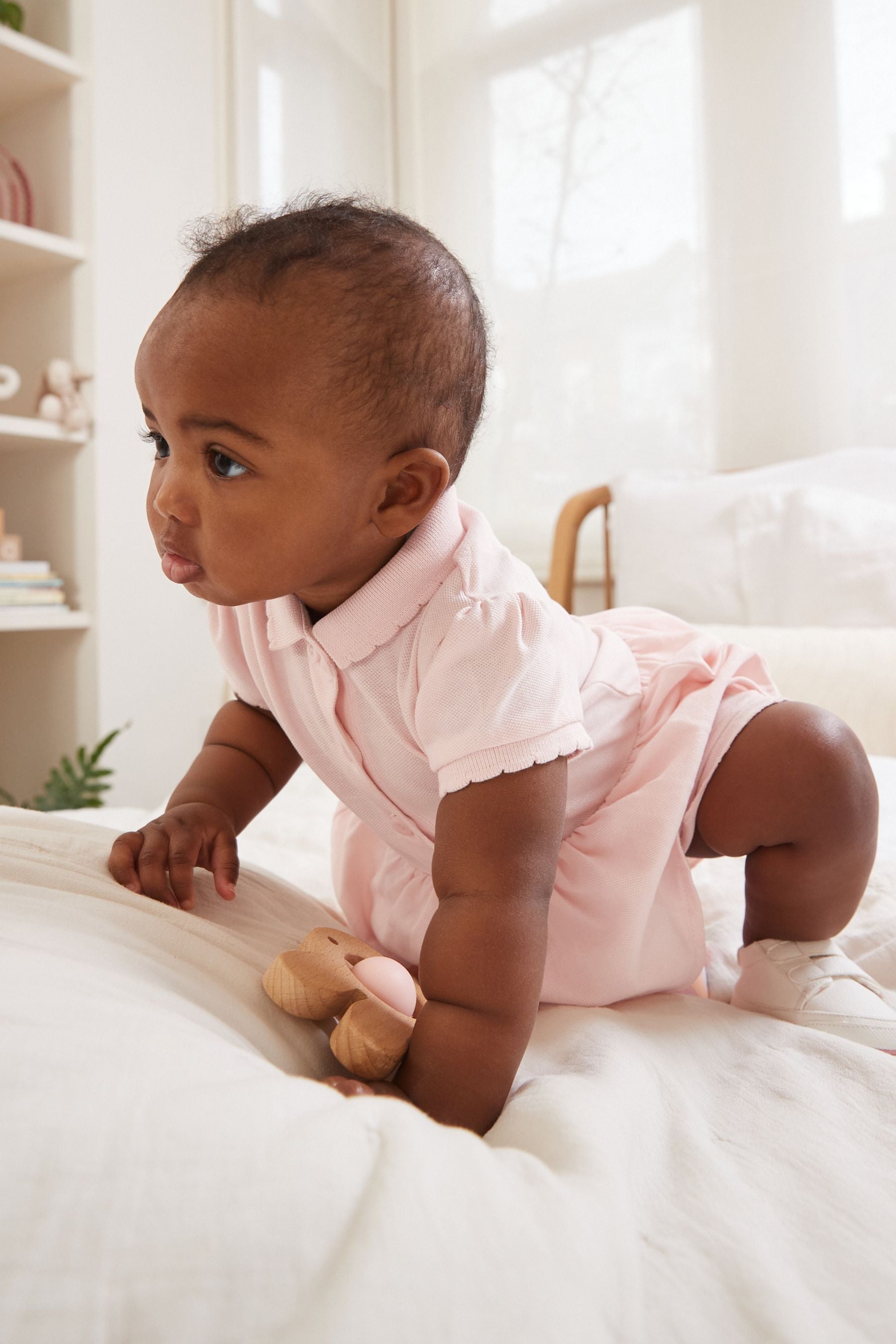 Pink Baby Polo Romper