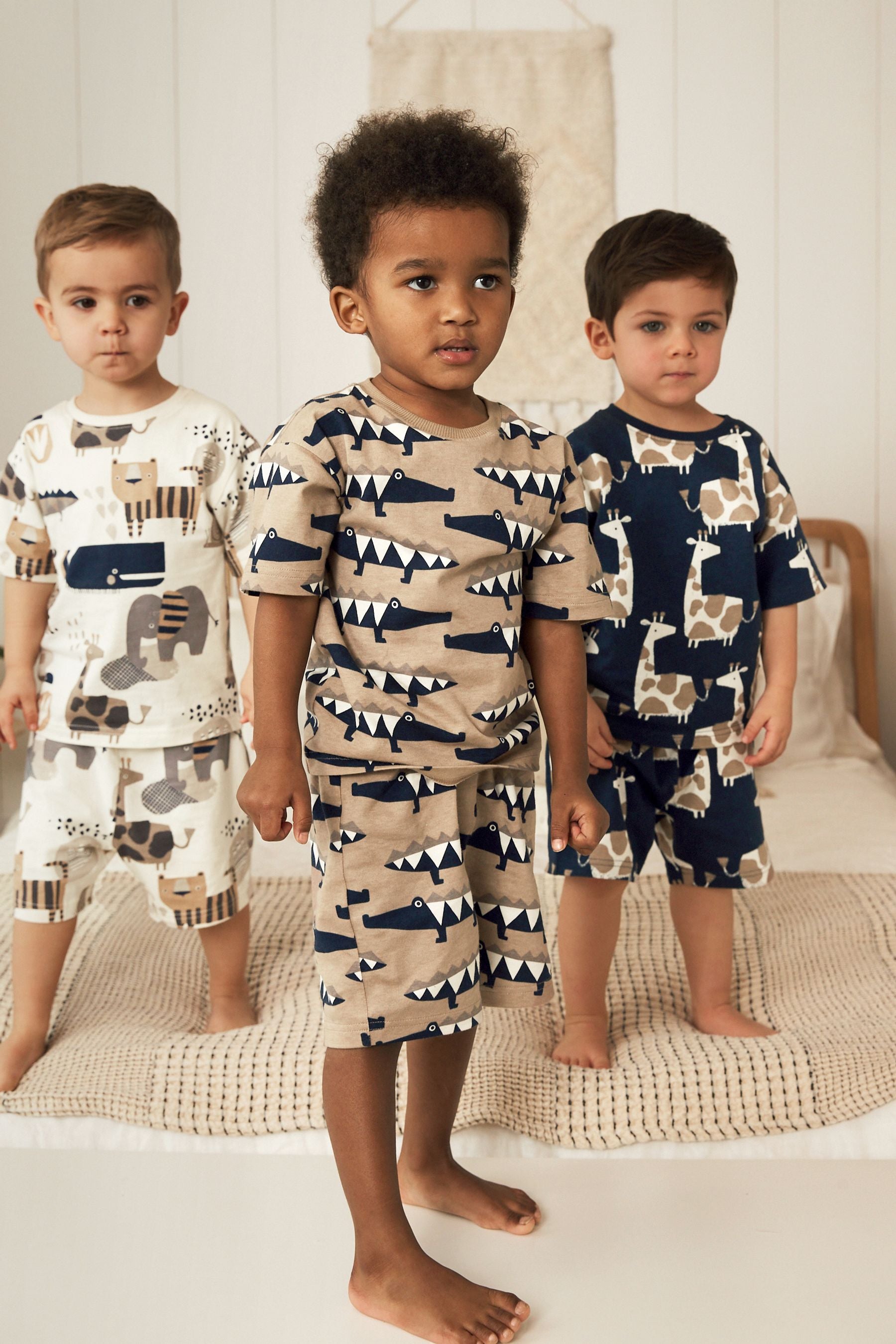 Navy Blue Animal 3 Pack Short Pyjamas (9mths-10yrs)