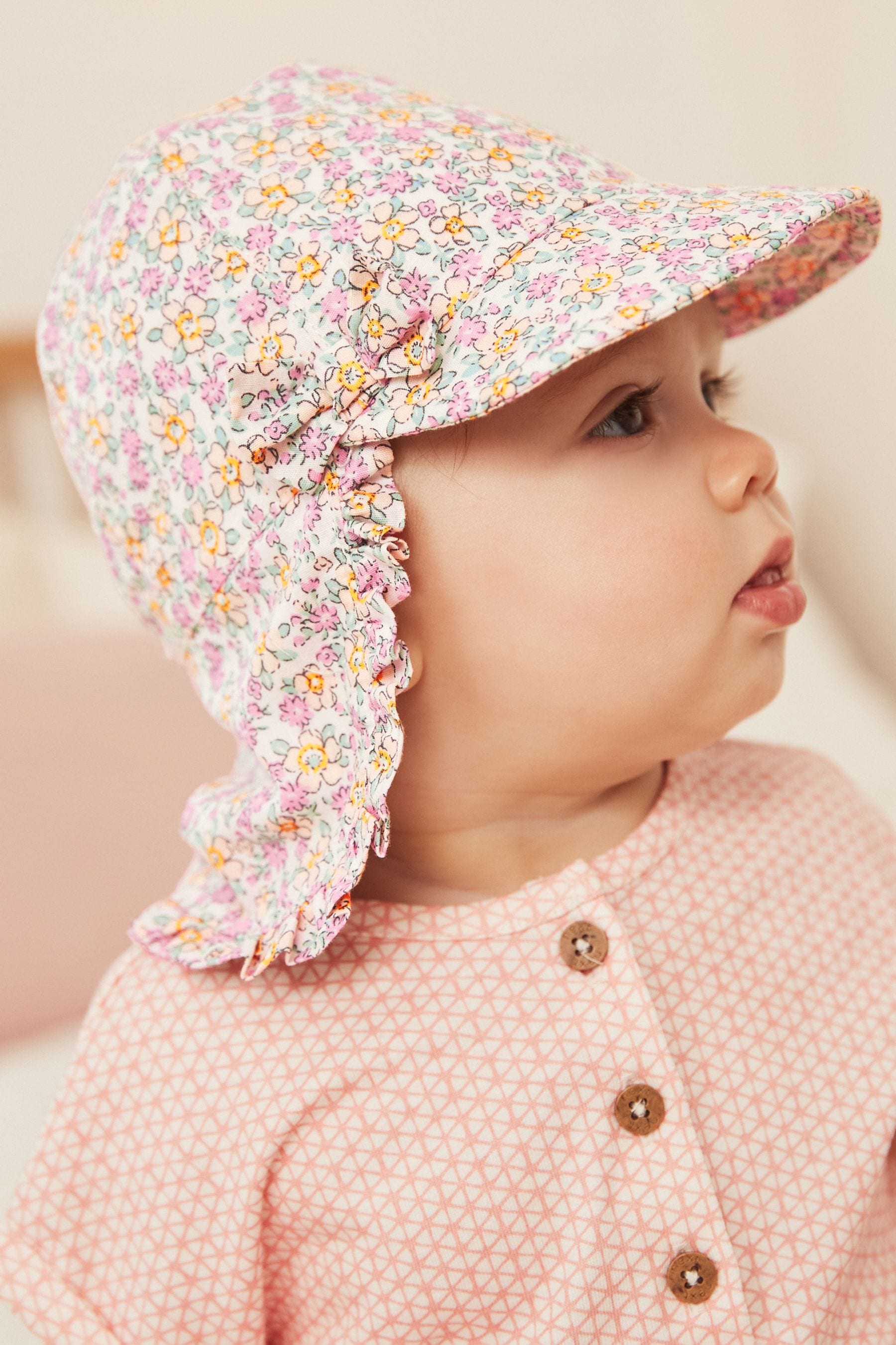 Pink Broderie Legionnaire Baby Hat (0mths-2yrs)