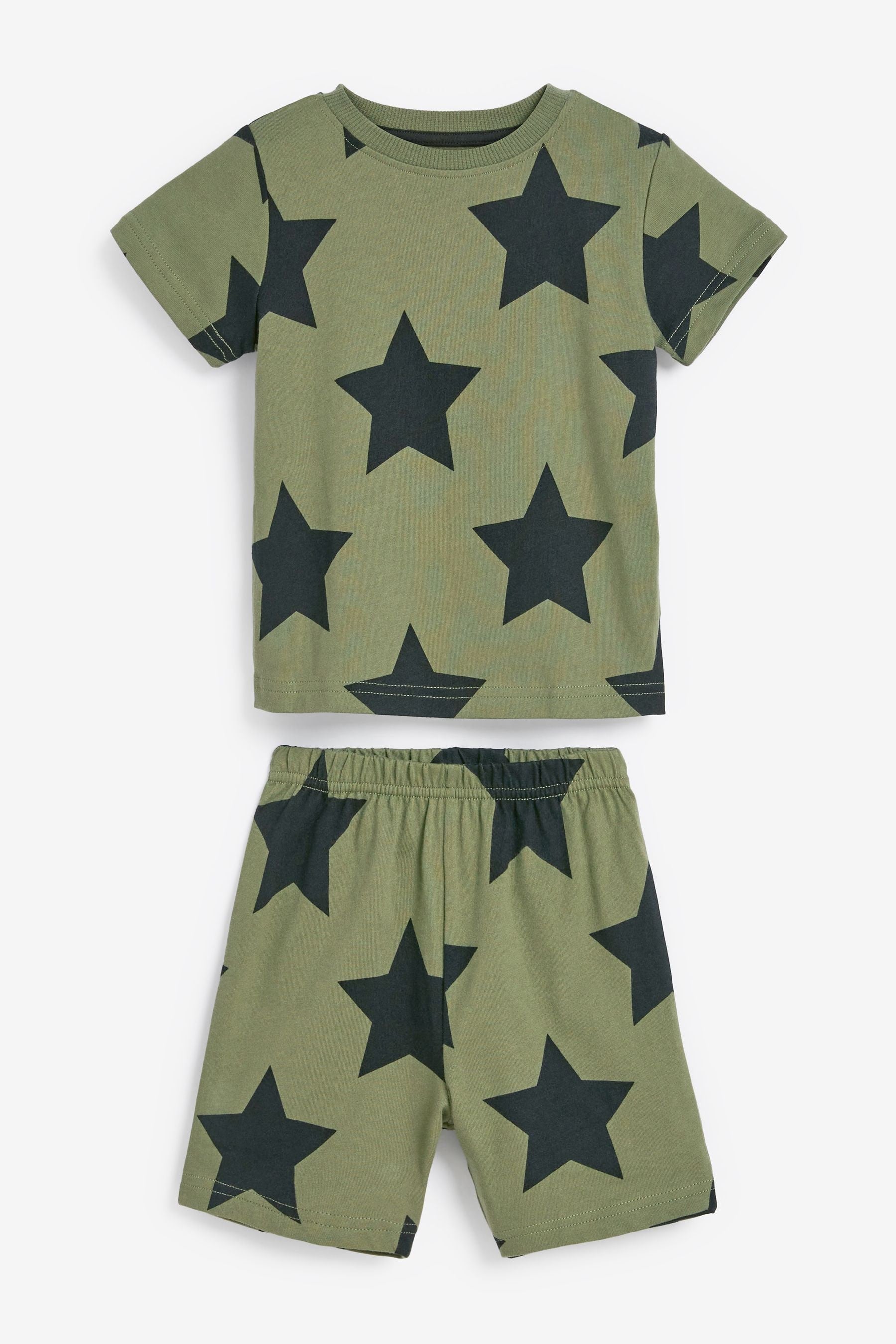 Khaki Green Star 3 Pack Short Pyjamas (9mths-12yrs)