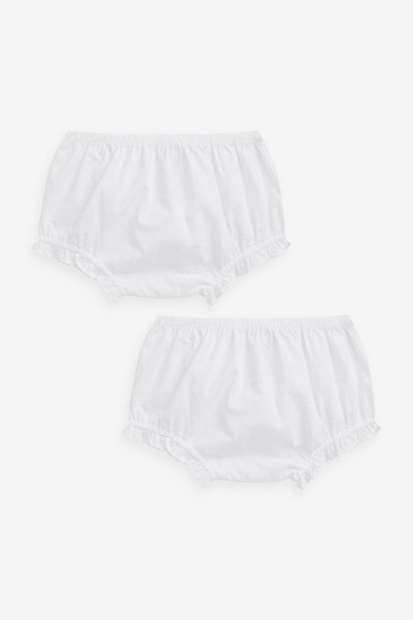 White Frill Baby Bloomers 2 Pack (0mths-2yrs)