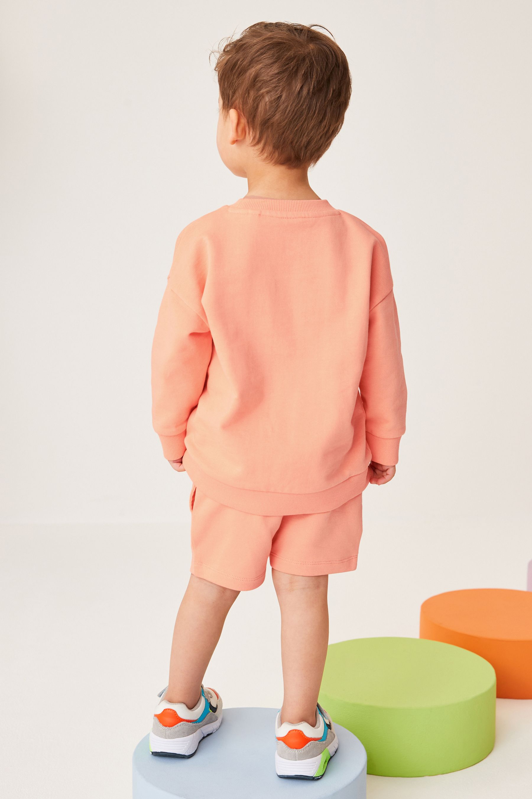 Light Orange Character Crew Sweatshirt And Shorts Set (3mths-7yrs)