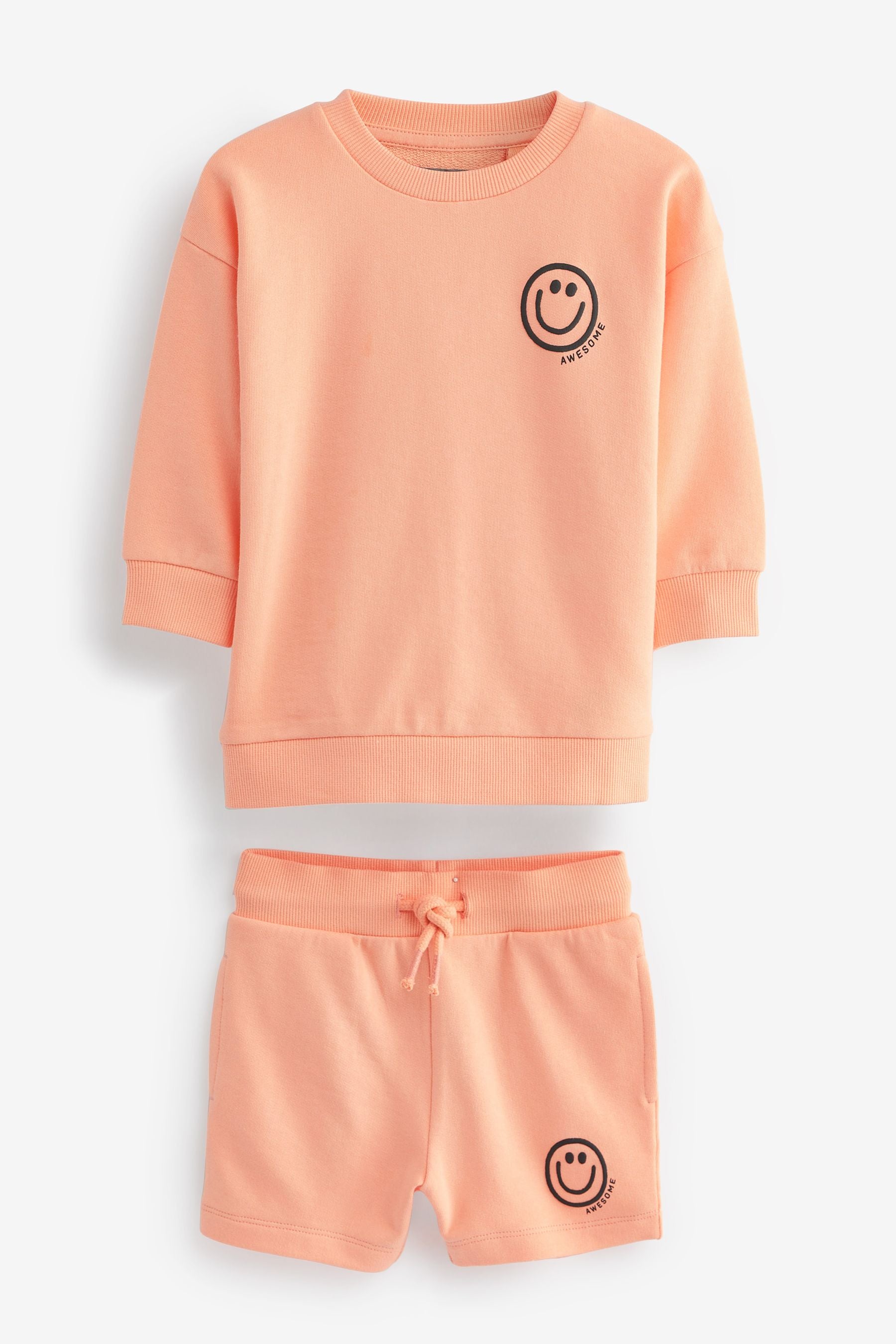 Light Orange Character Crew Sweatshirt And Shorts Set (3mths-7yrs)