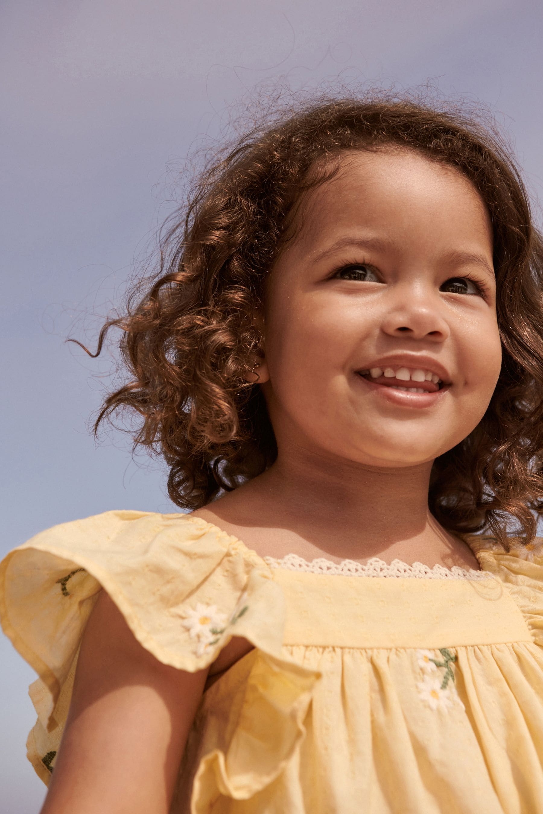 Lemon Yellow Embroidered Frill Dress (3mths-8yrs)