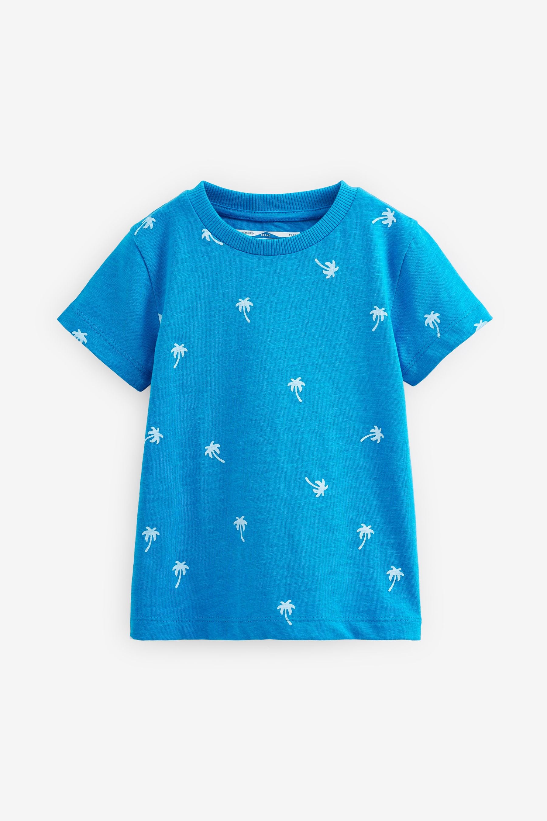 Bright Blue Palm Tree Short Sleeve All Over Print T-Shirt (3mths-7yrs)