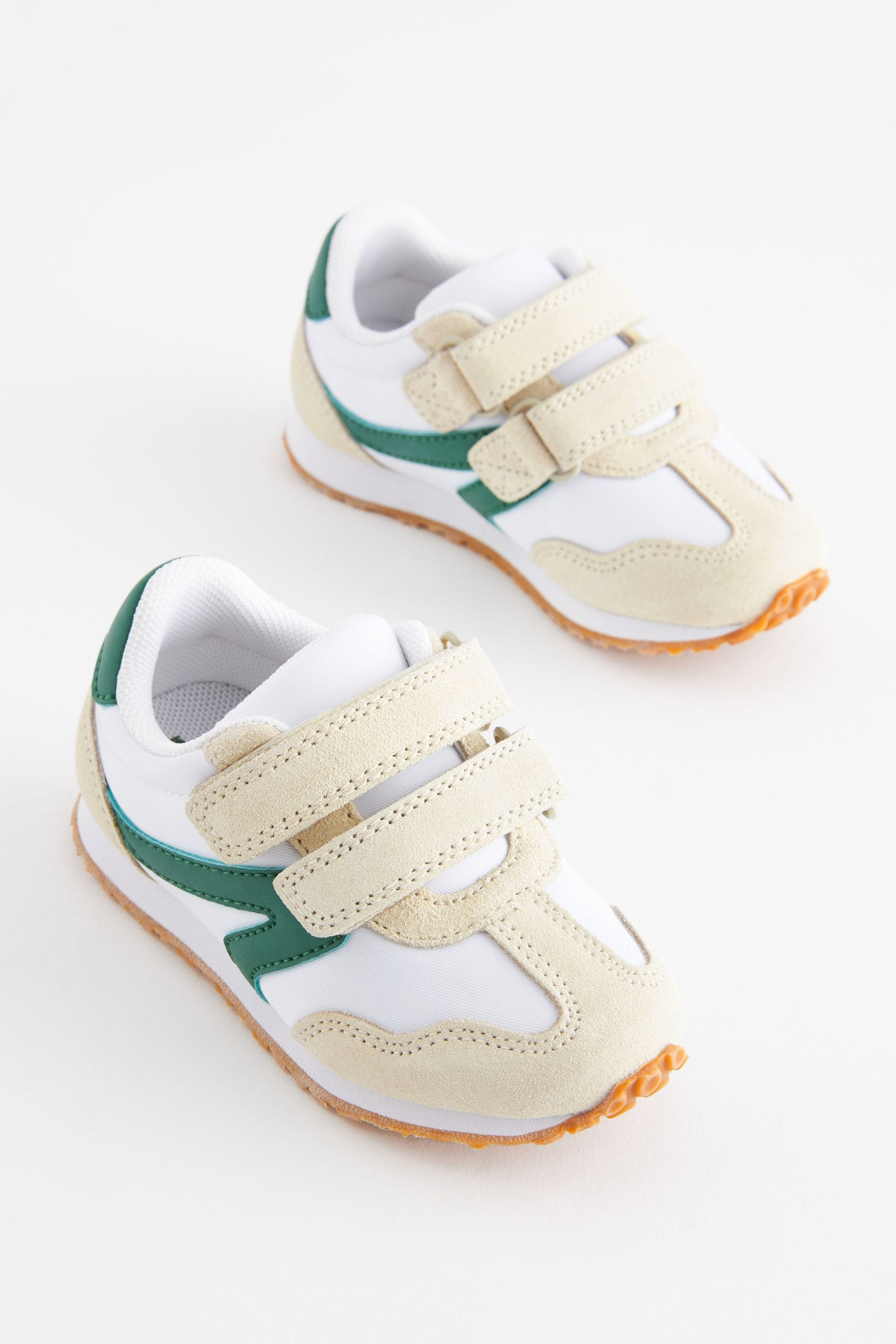 White/Green Retro Double Strap Trainers