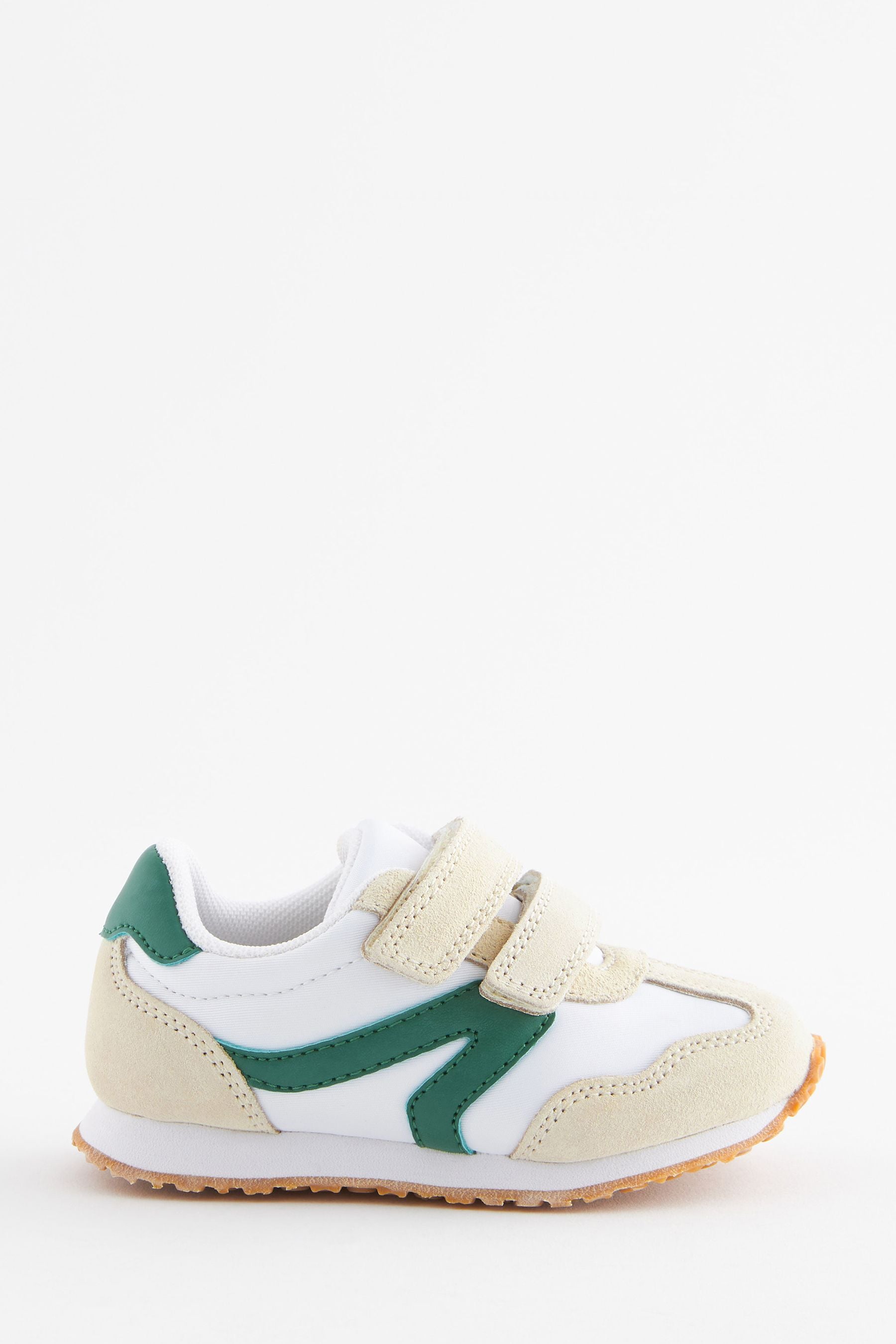 White/Green Retro Double Strap Trainers