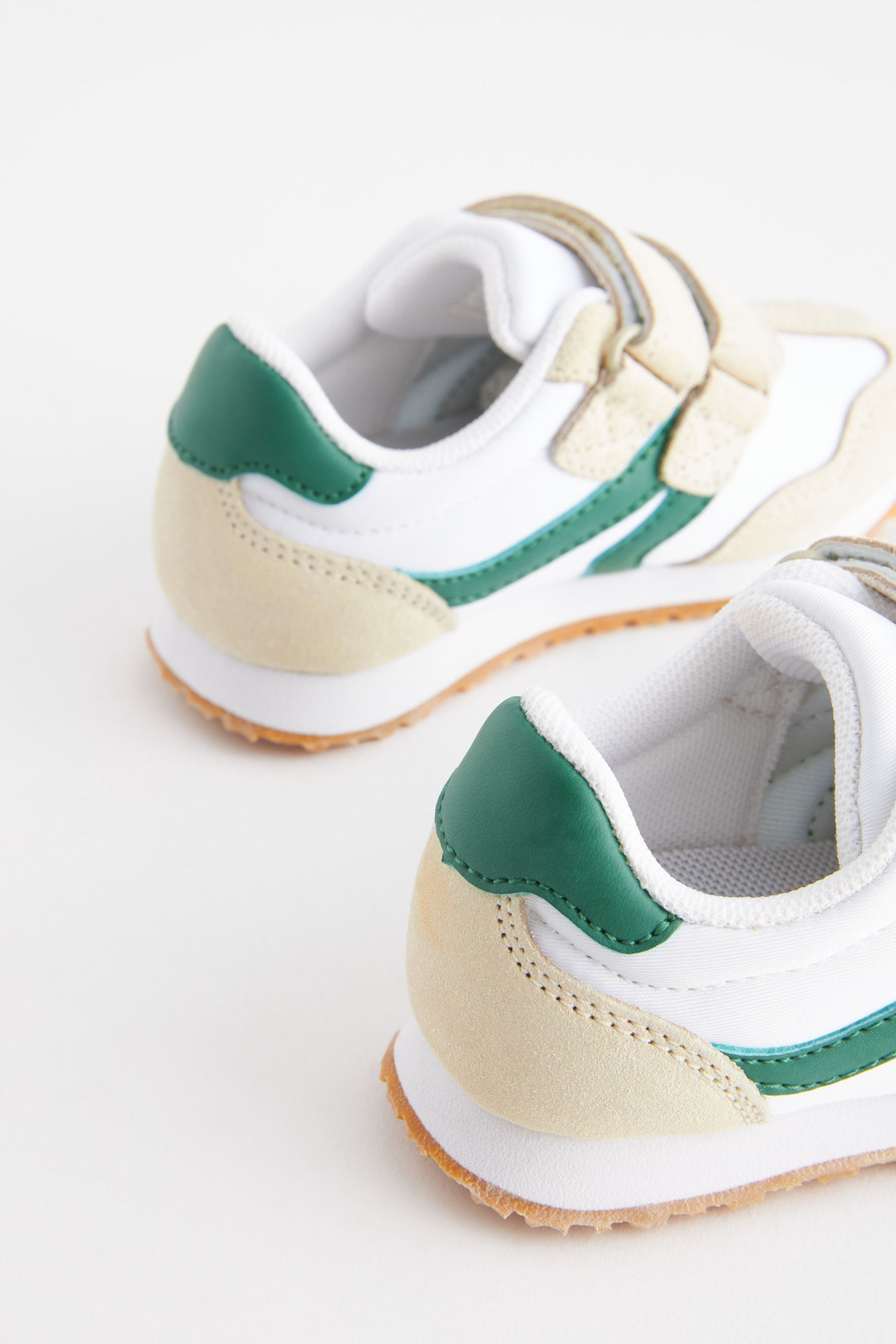 White/Green Retro Double Strap Trainers