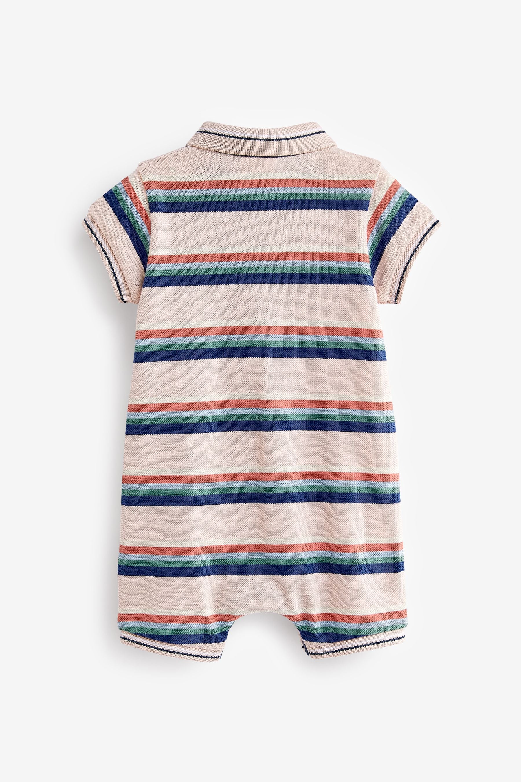 Navy Blue/Pink Stripe Baby Polo Rompers 2 Pack