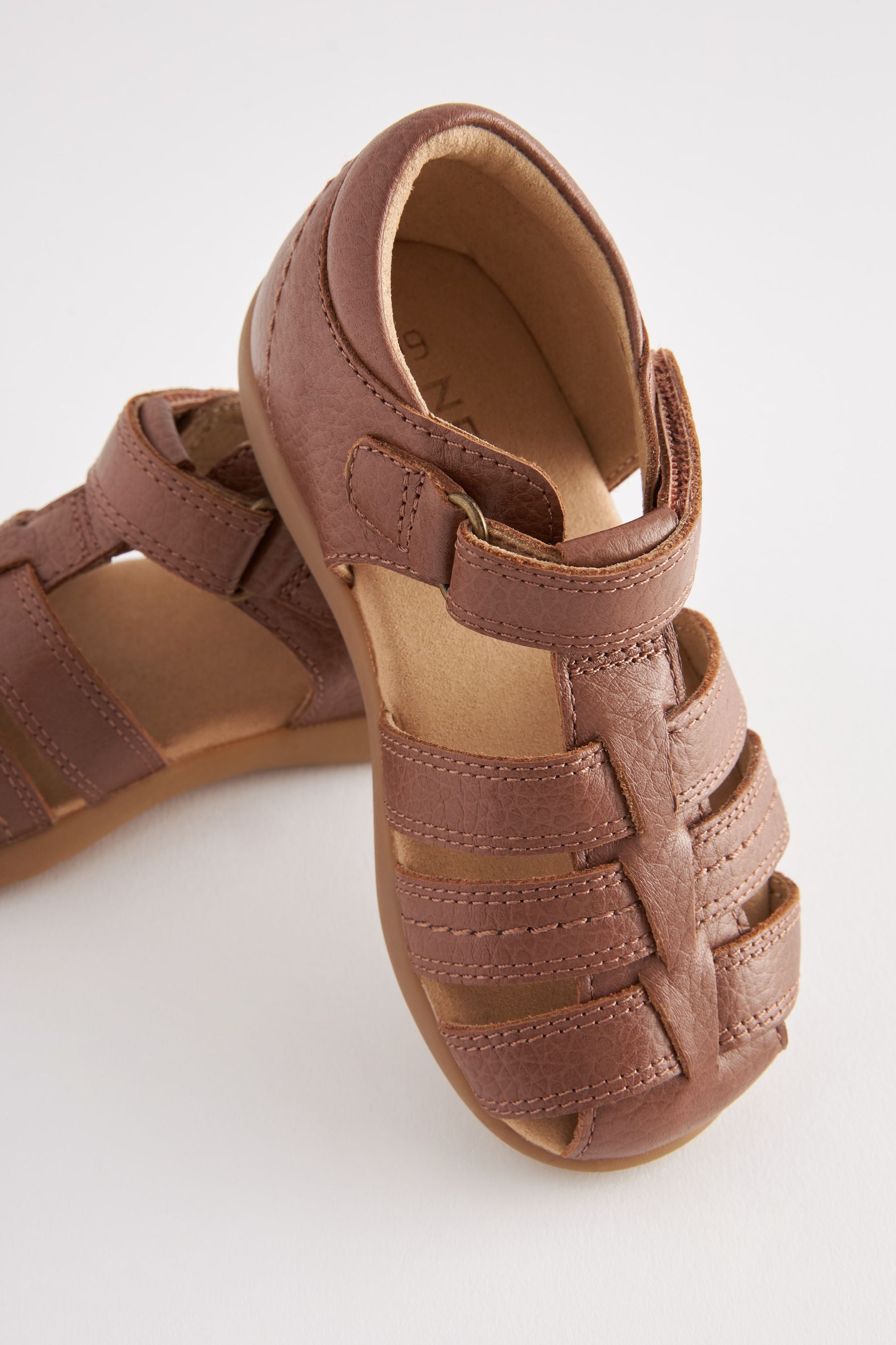 Tan Brown Little Luxe Leather Fisherman Sandals