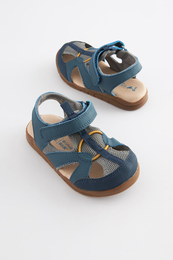 Blue Closed Toe Touch Fastening Sandals