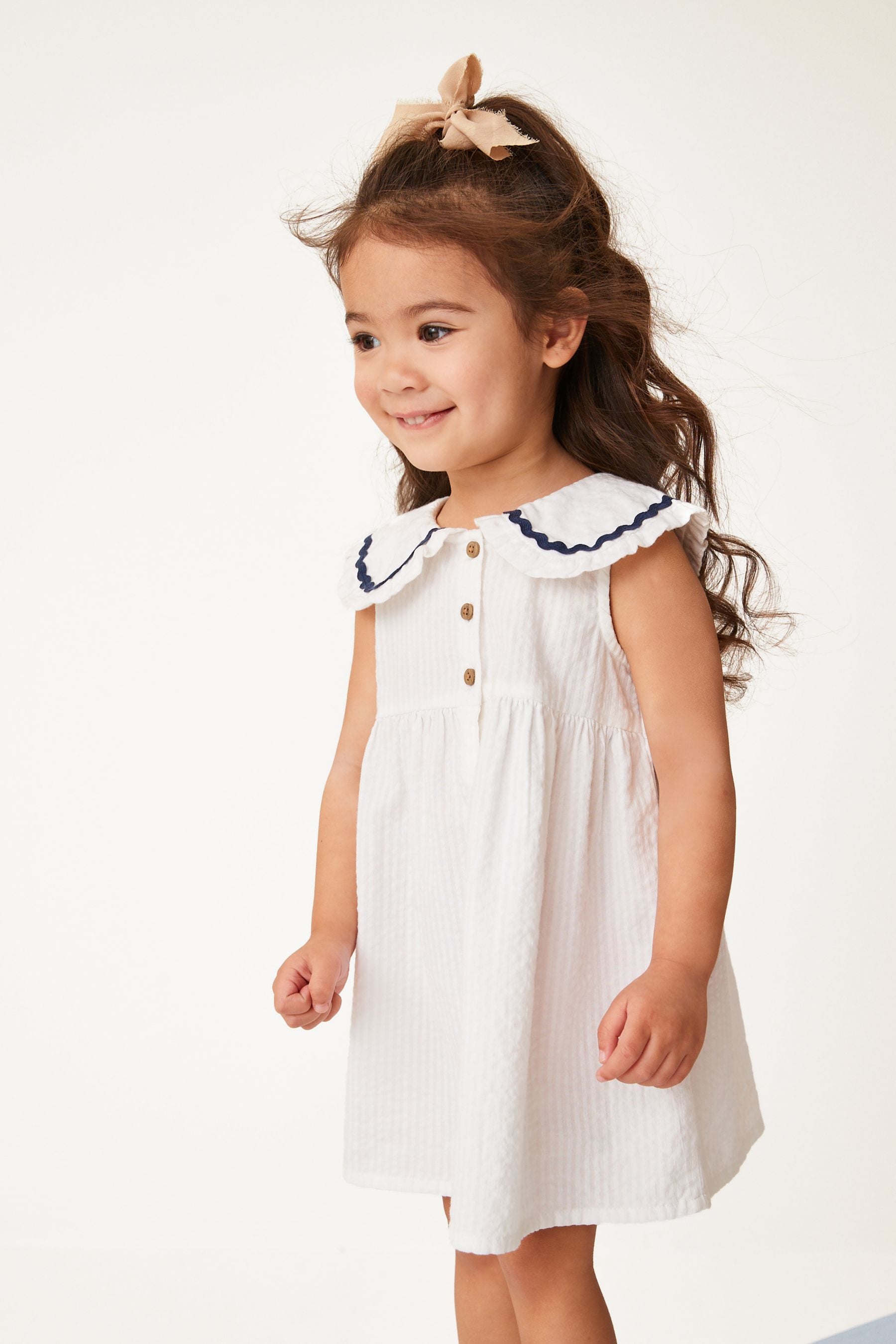 White Cotton Collar Dress (3mths-8yrs)