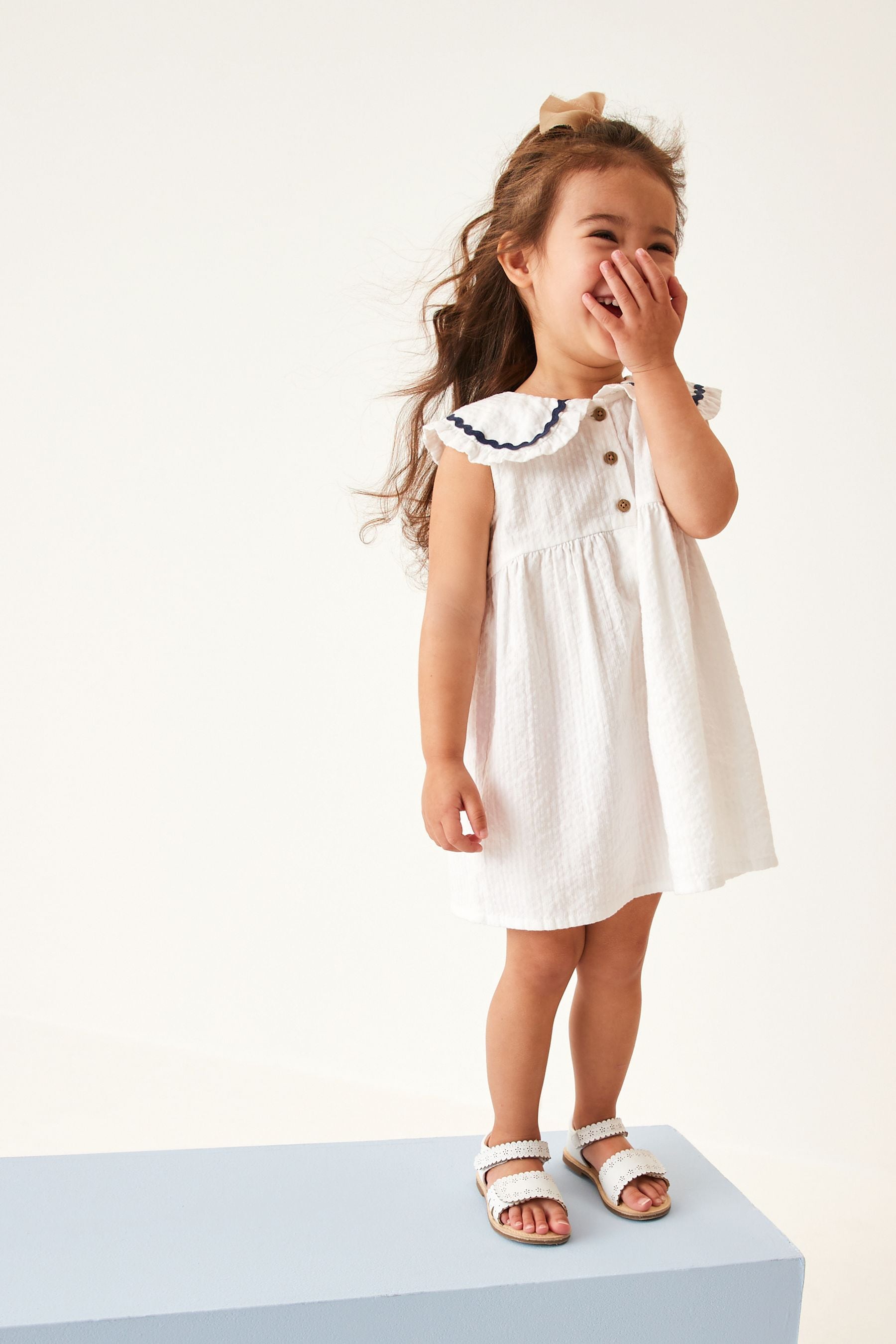 White Cotton Collar Dress (3mths-8yrs)