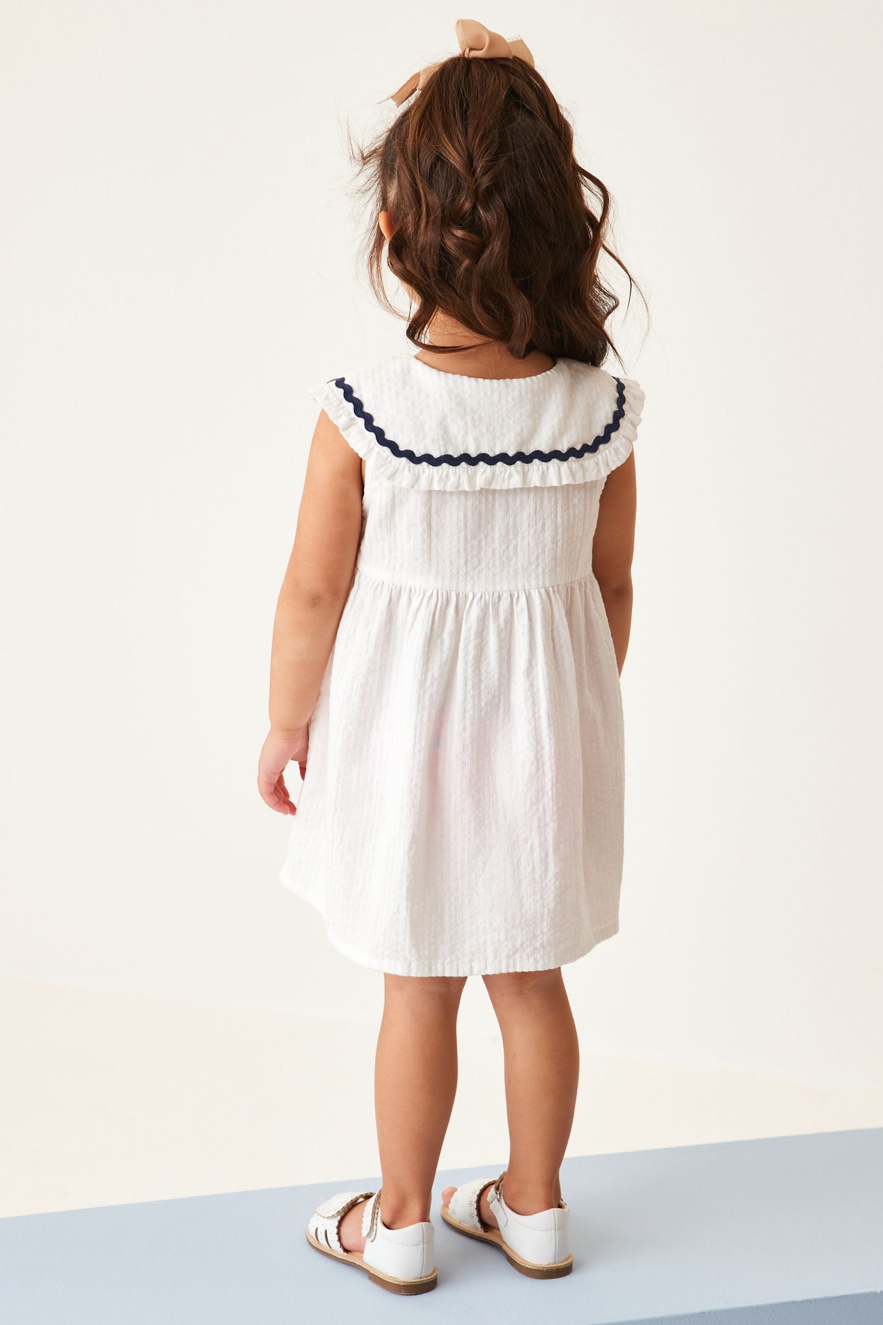 White Cotton Collar Dress (3mths-8yrs)