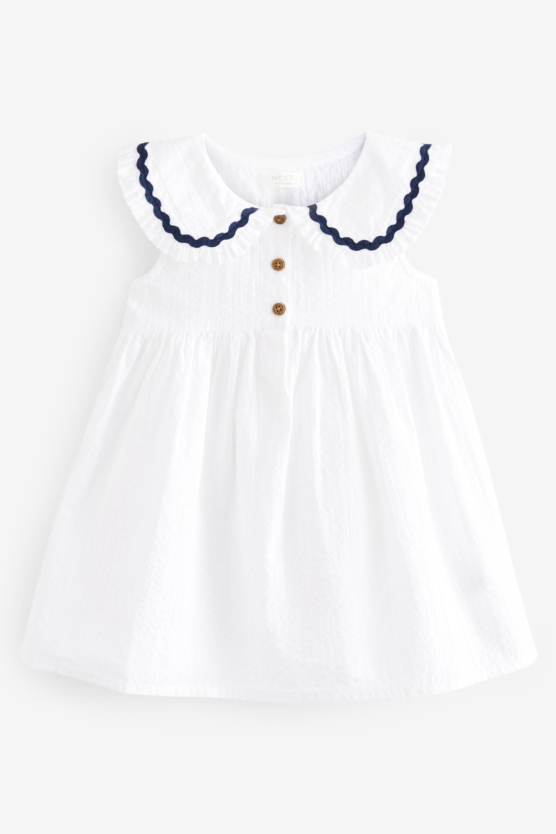 White Cotton Collar Dress (3mths-8yrs)