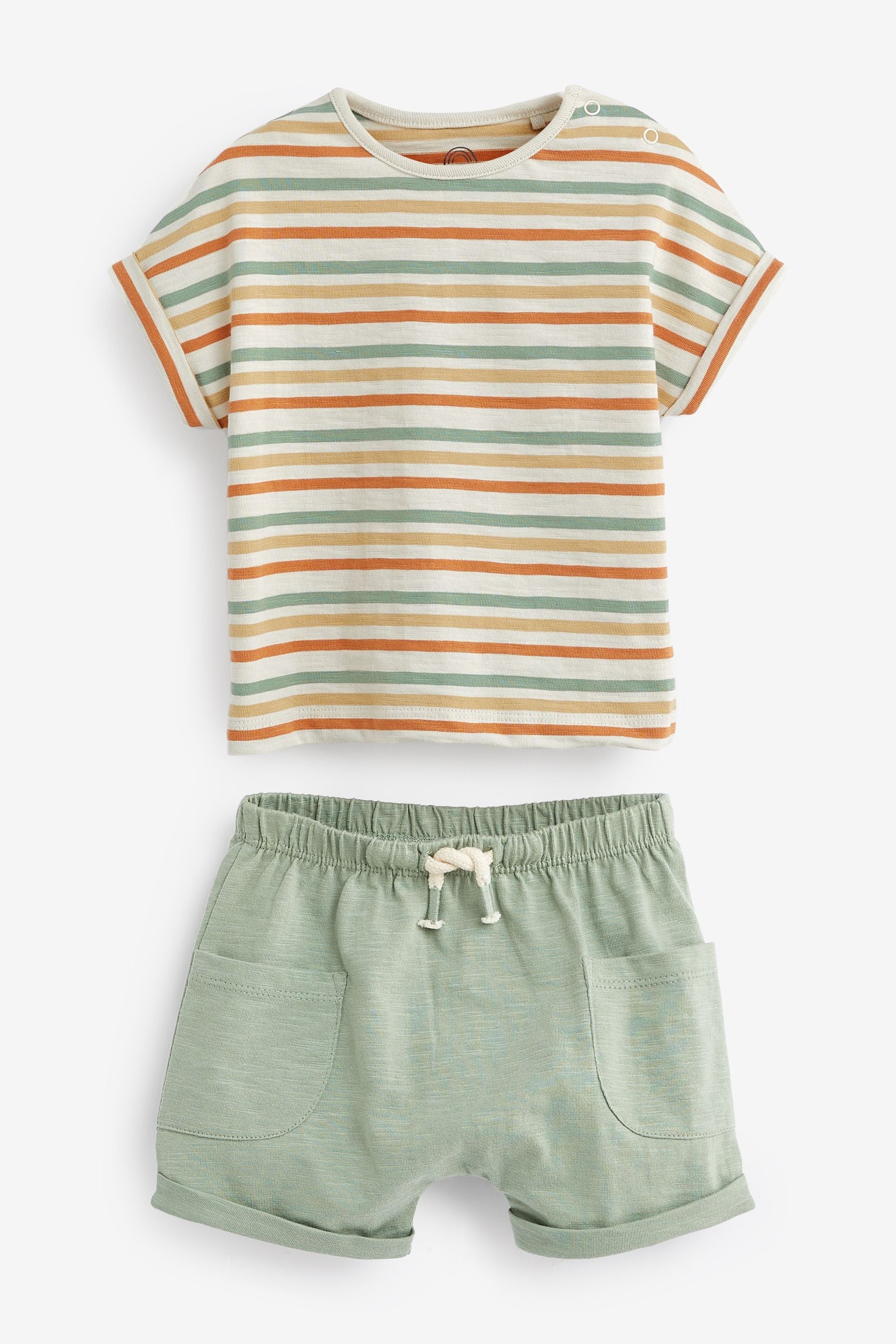 Sage Green Safari Baby T-Shirts And Shorts 6 Piece Set