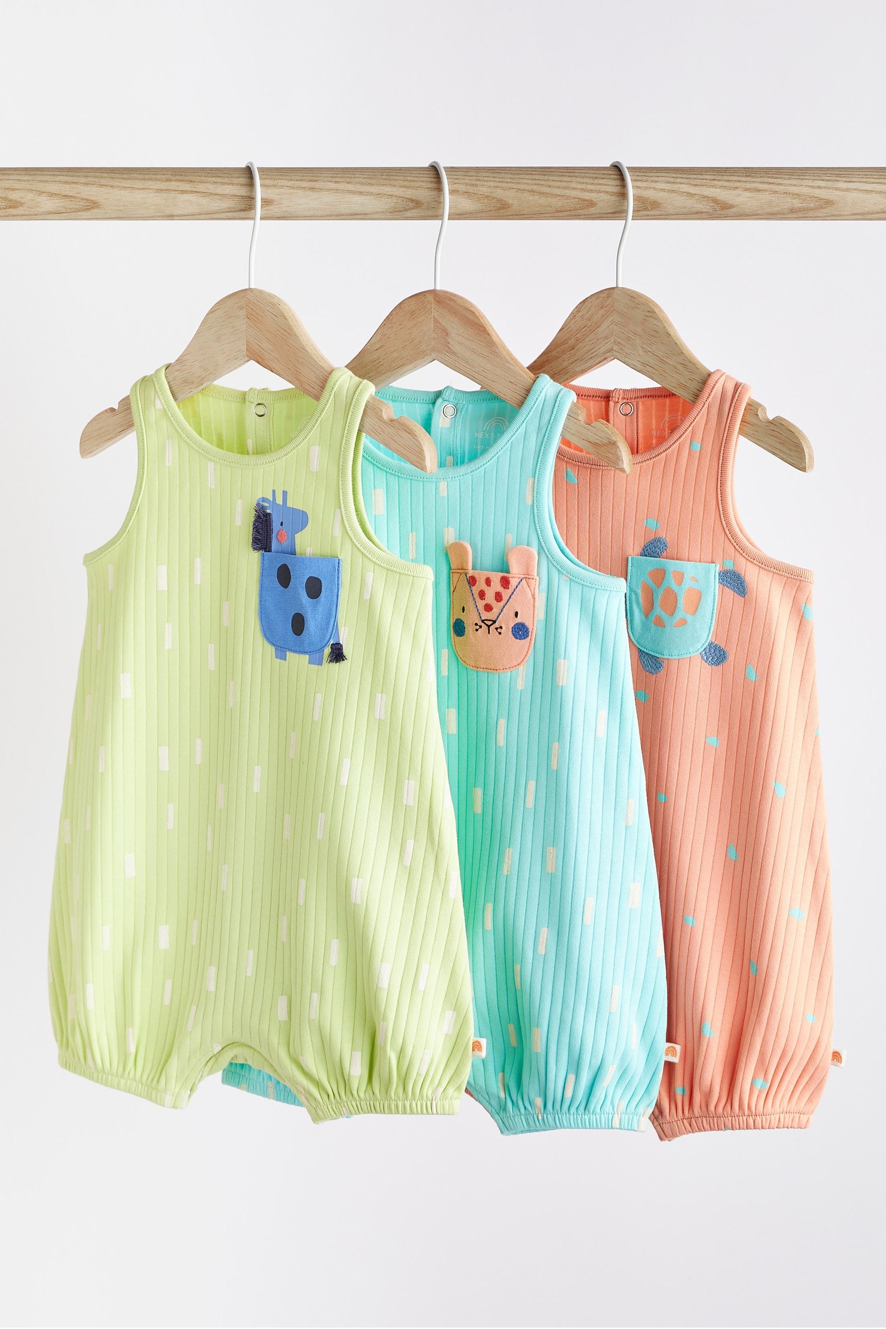 Multi Bright Character Baby Jersey Romper 3 Pack (0mths-3yrs)