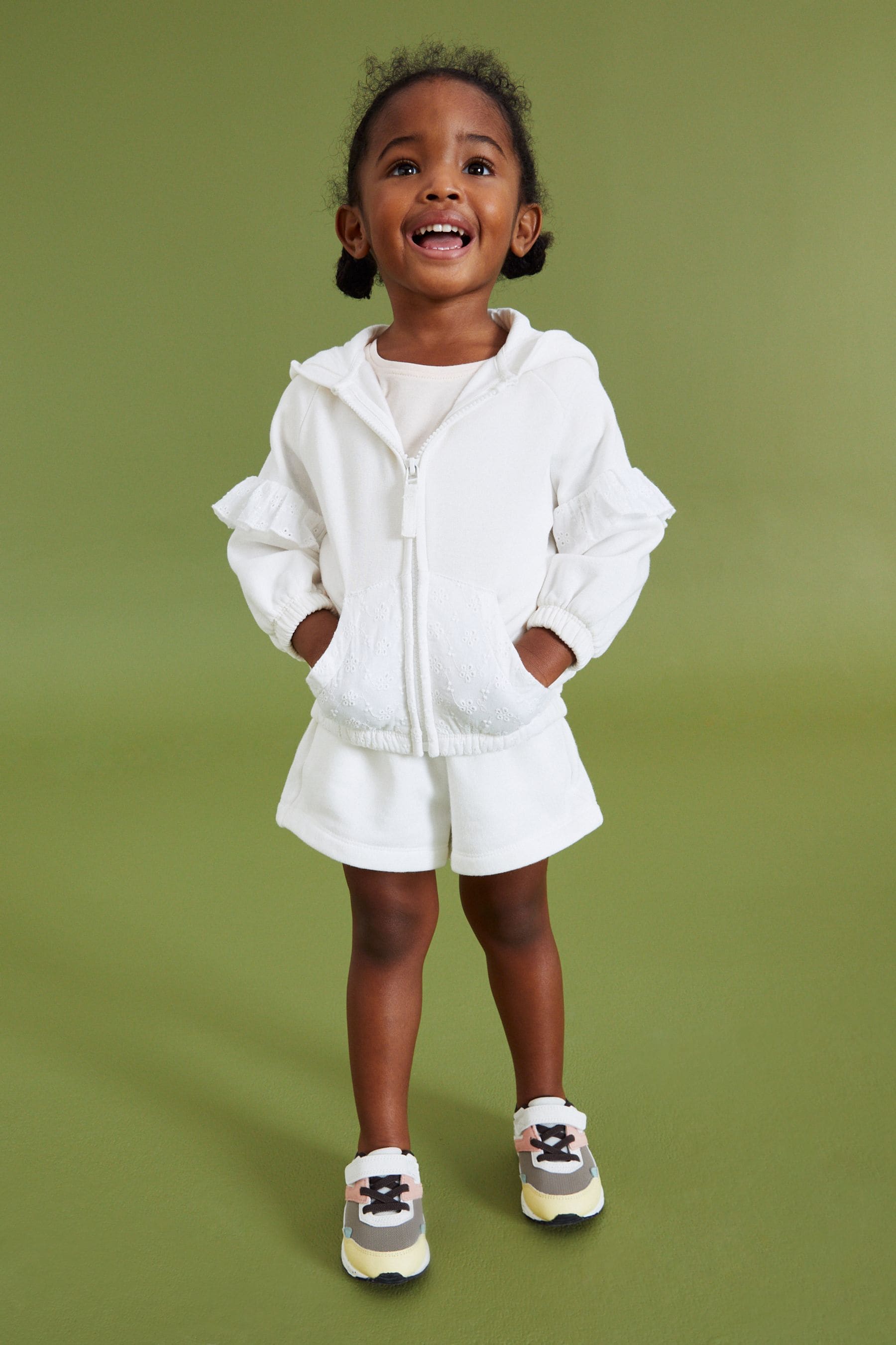 White Broderie Zip Through Hoodie (3mths-7yrs)