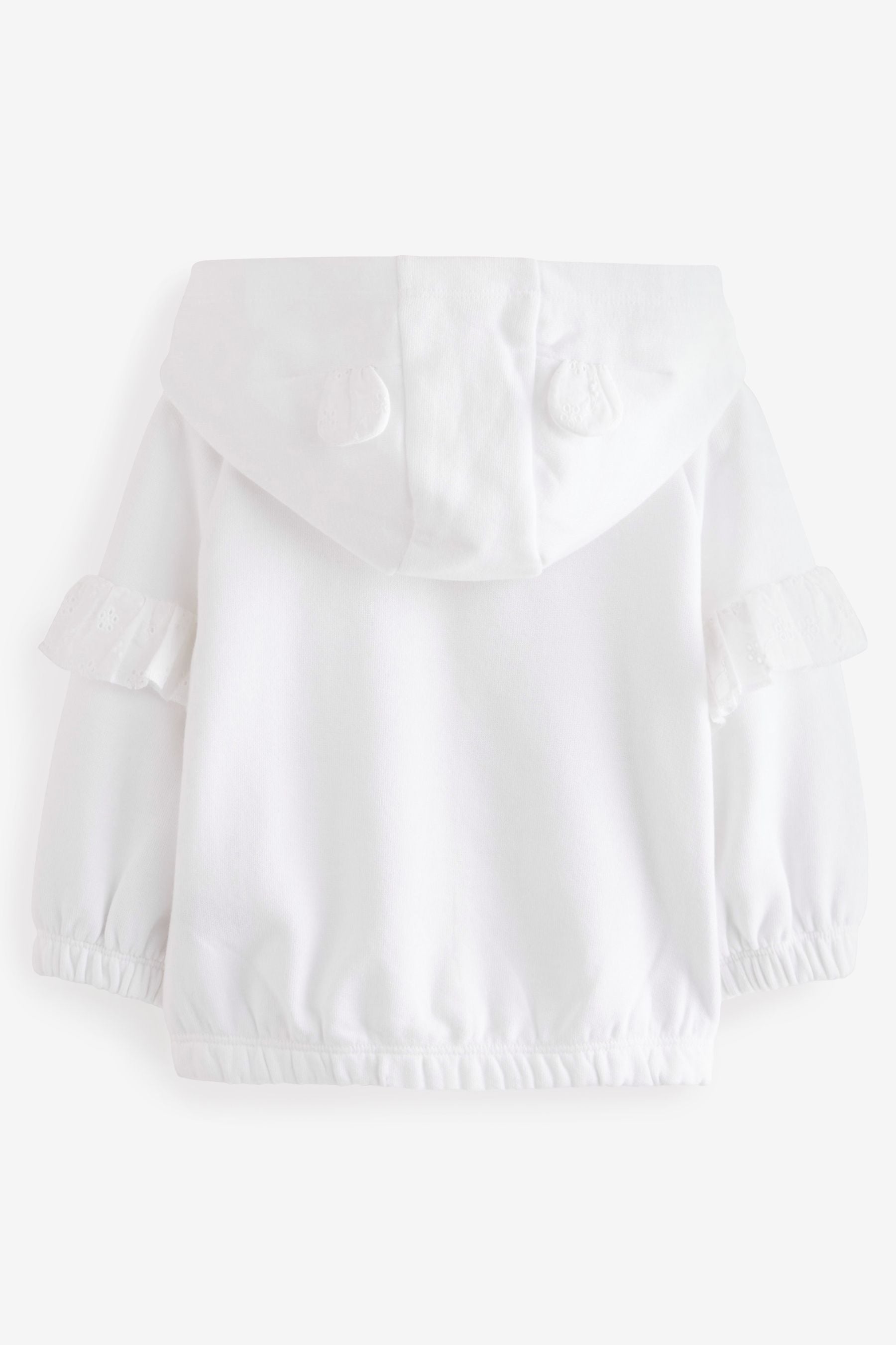 White Broderie Zip Through Hoodie (3mths-7yrs)