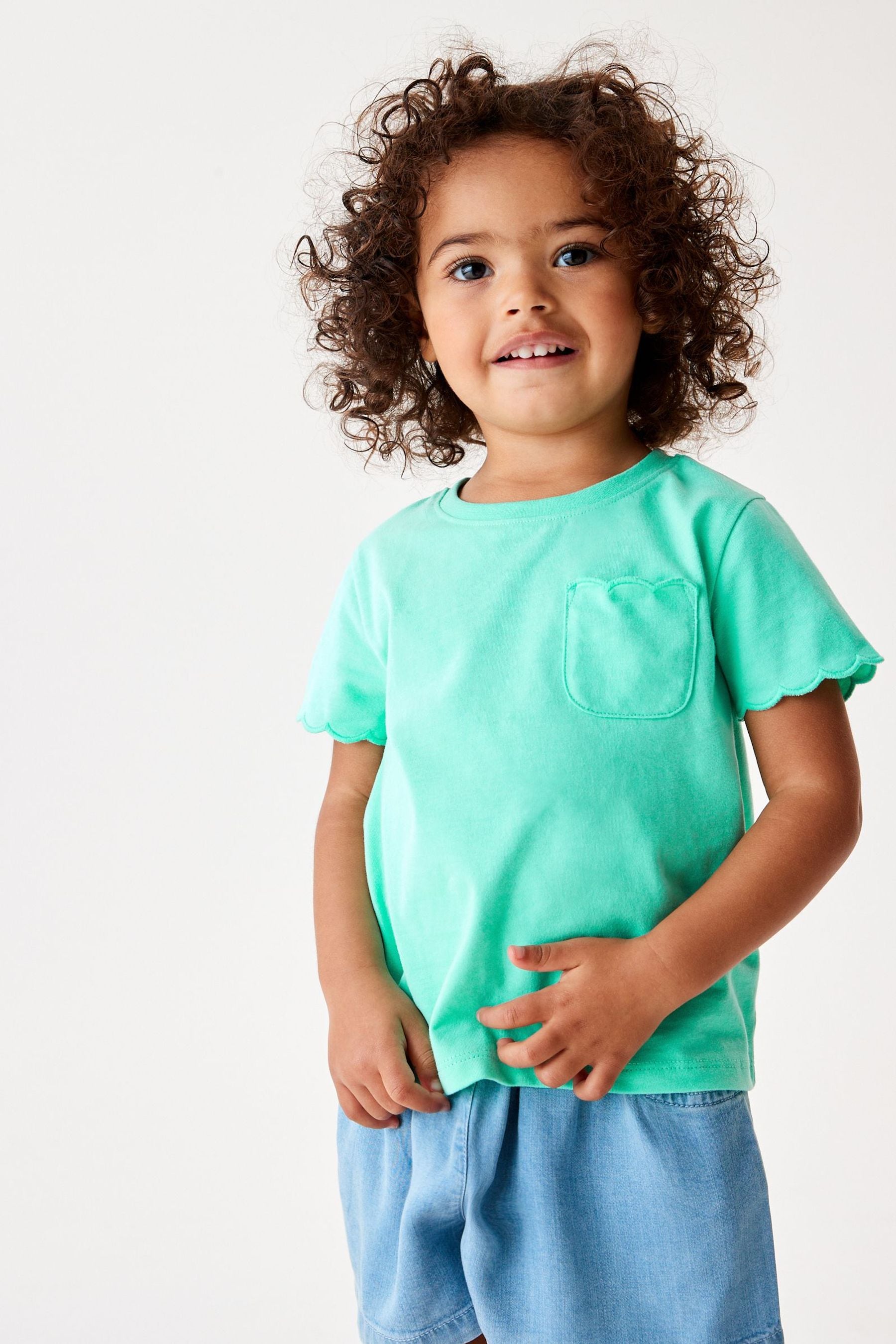 Green Scallop Cotton T-Shirt (3mths-7yrs)