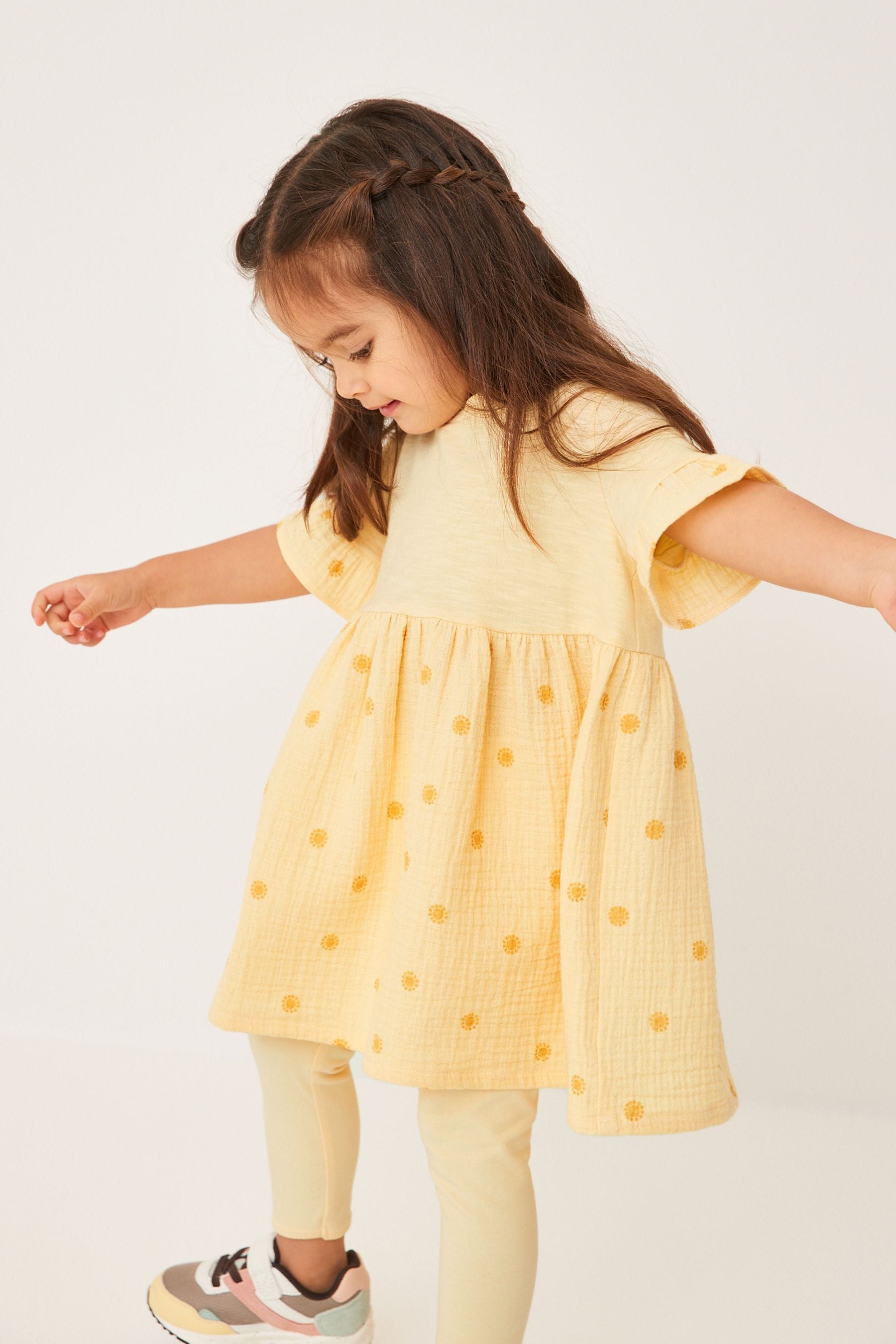 Yellow Relaxed Day Dress And Leggings Set (3mths-7yrs)