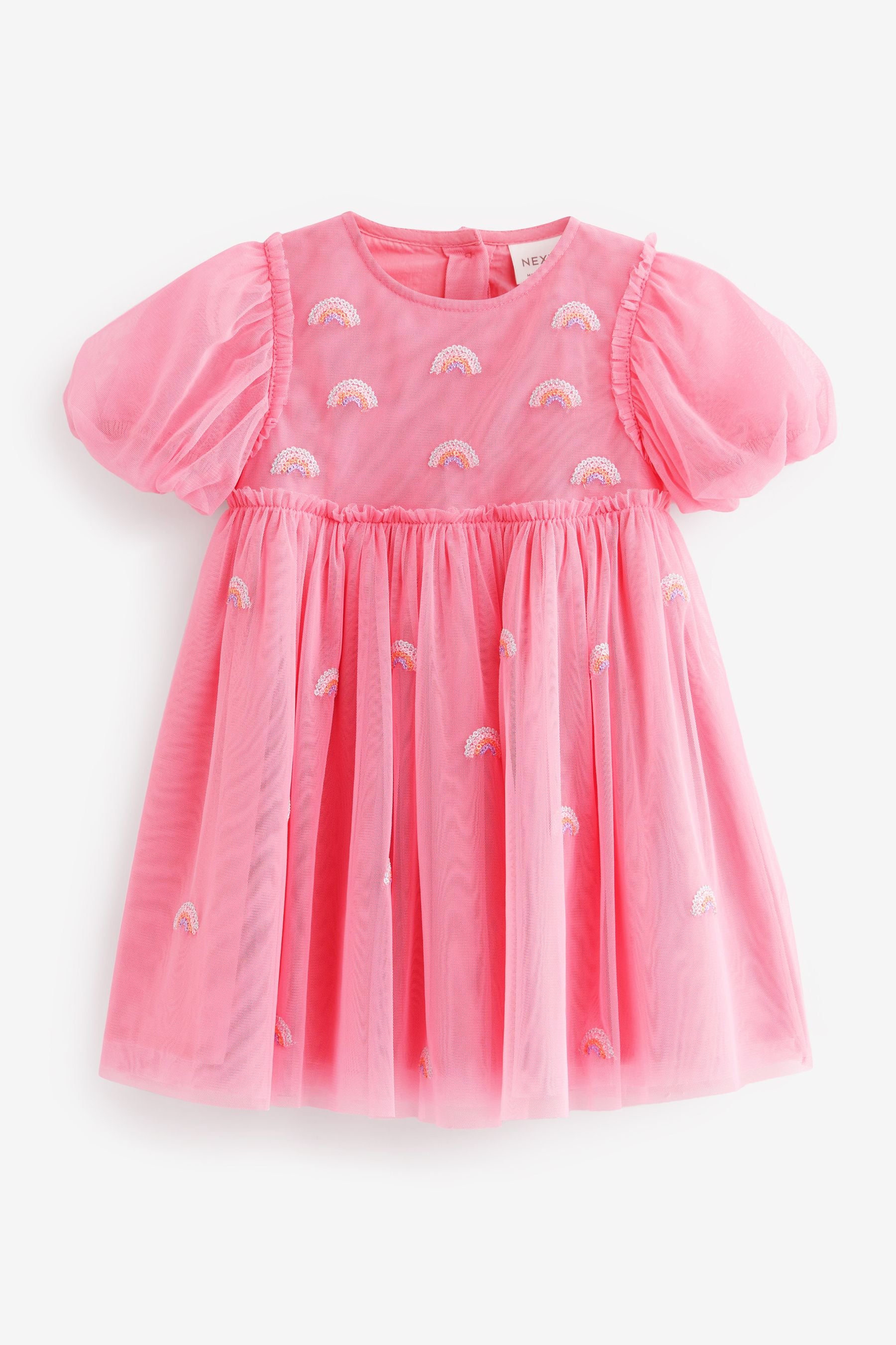 Pink Short Sleeve Sequin Party Dress (3mths-7yrs)