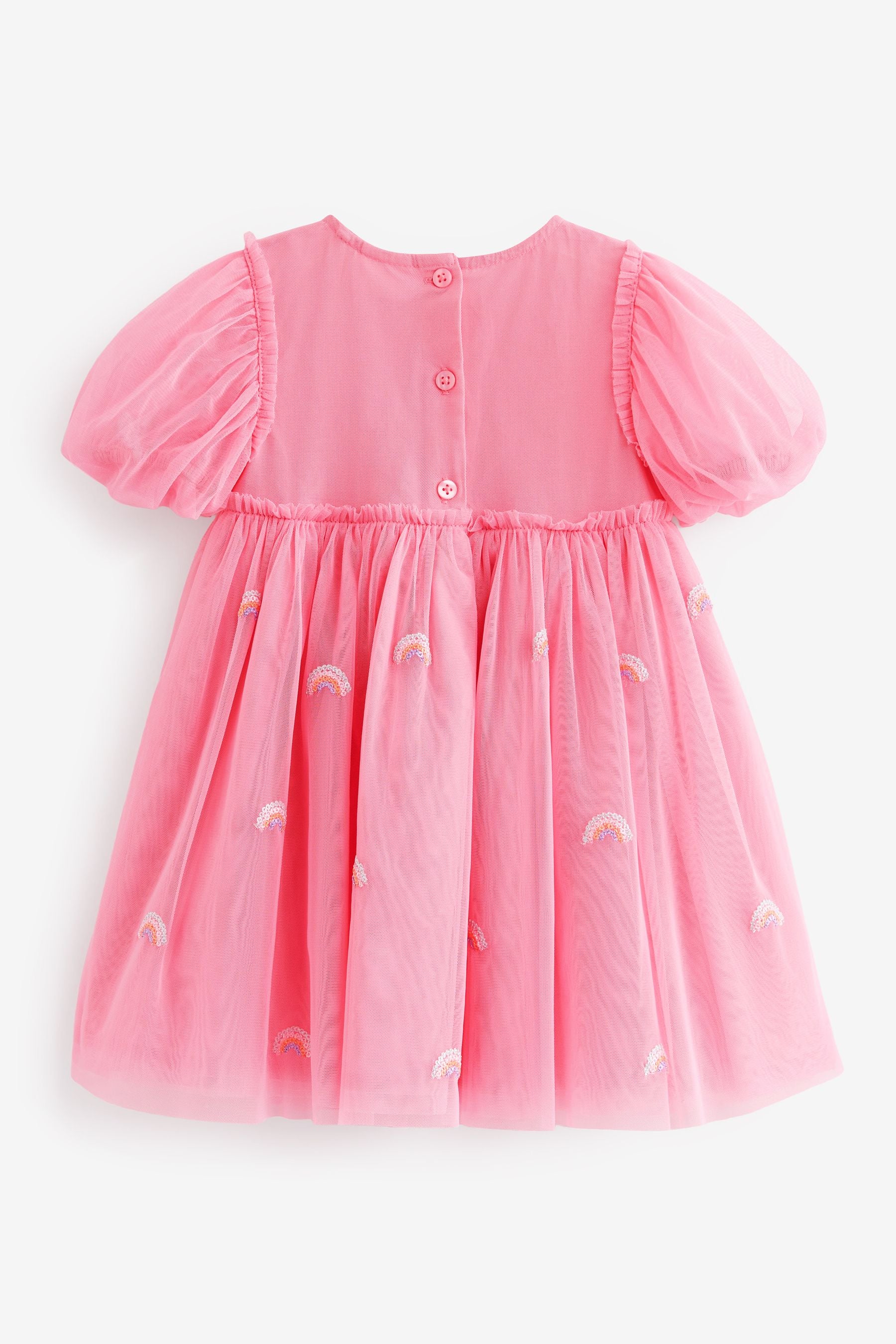 Pink Short Sleeve Sequin Party Dress (3mths-7yrs)