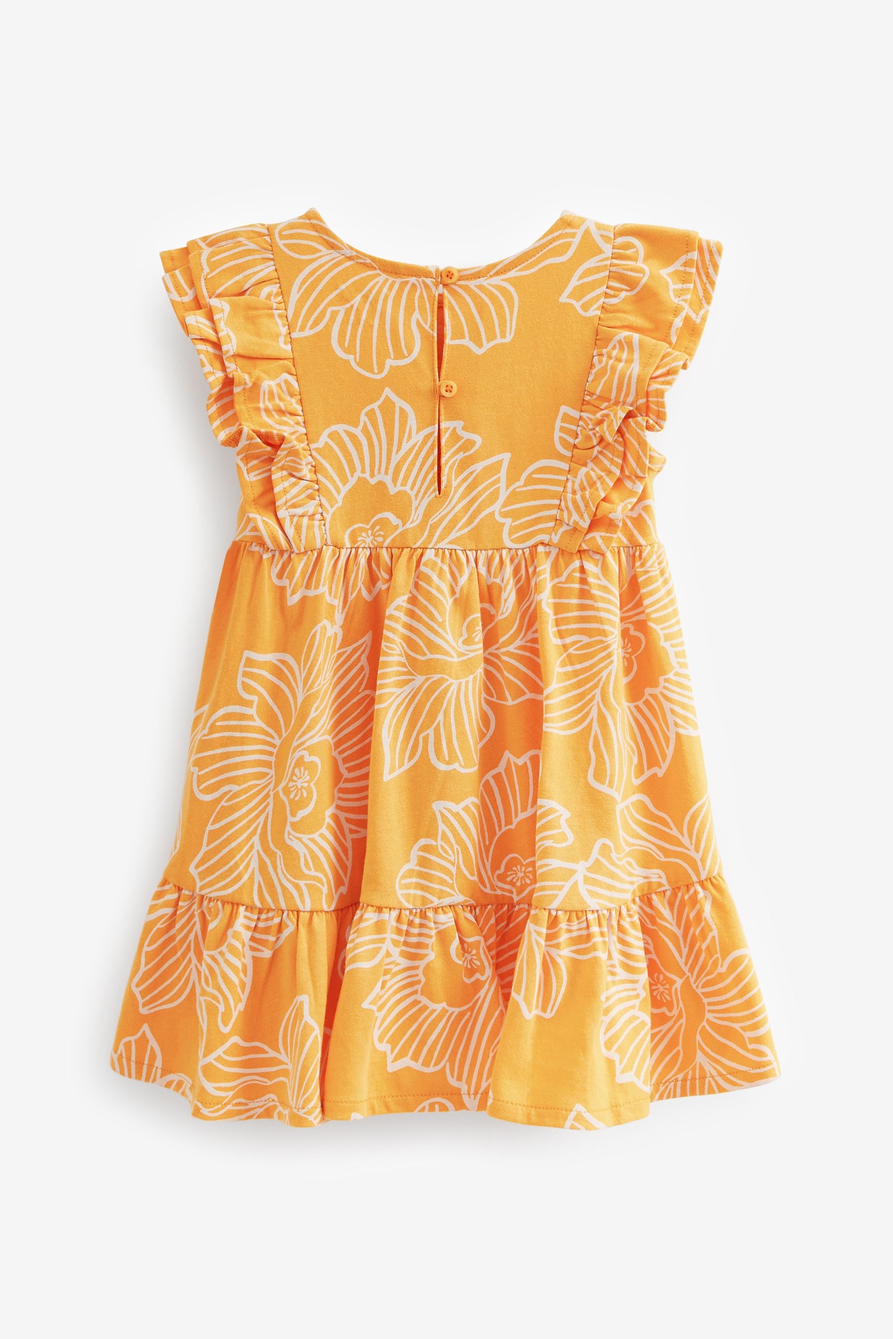 Orange Floral Short Sleeve Ruffle Dress (3mths-7yrs)