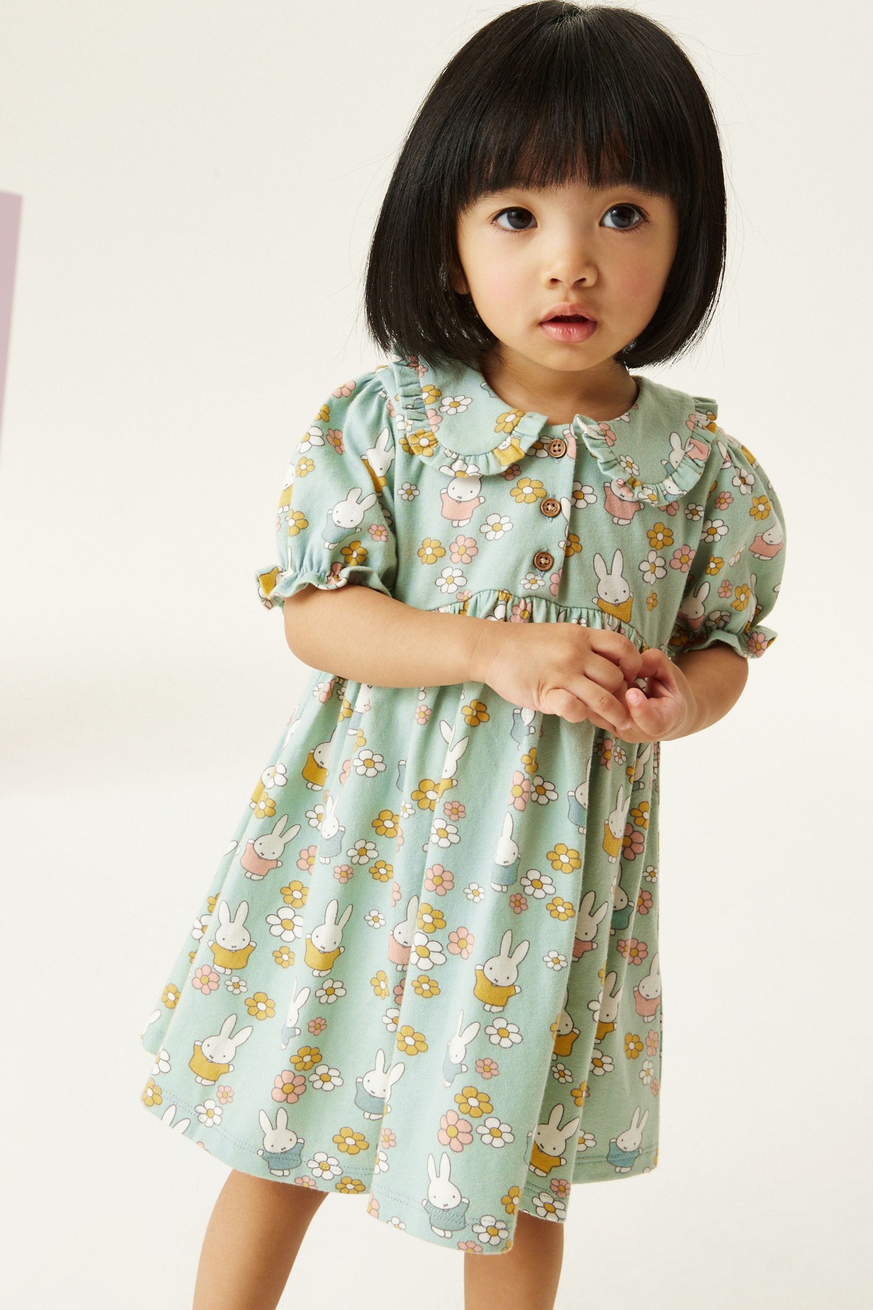 Green Miffy Short Sleeve Tea Dress (3mths-7yrs)