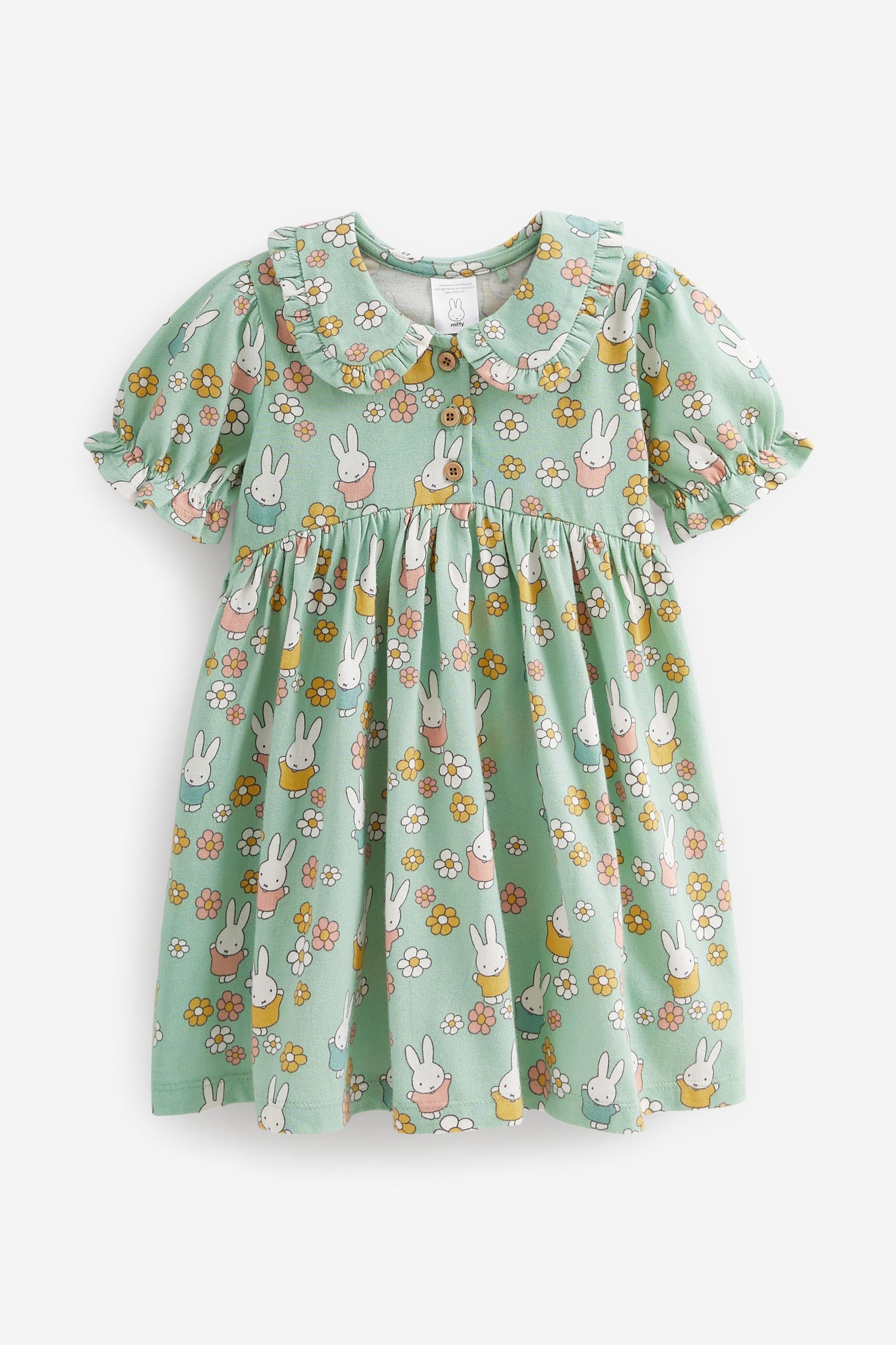 Green Miffy Short Sleeve Tea Dress (3mths-7yrs)