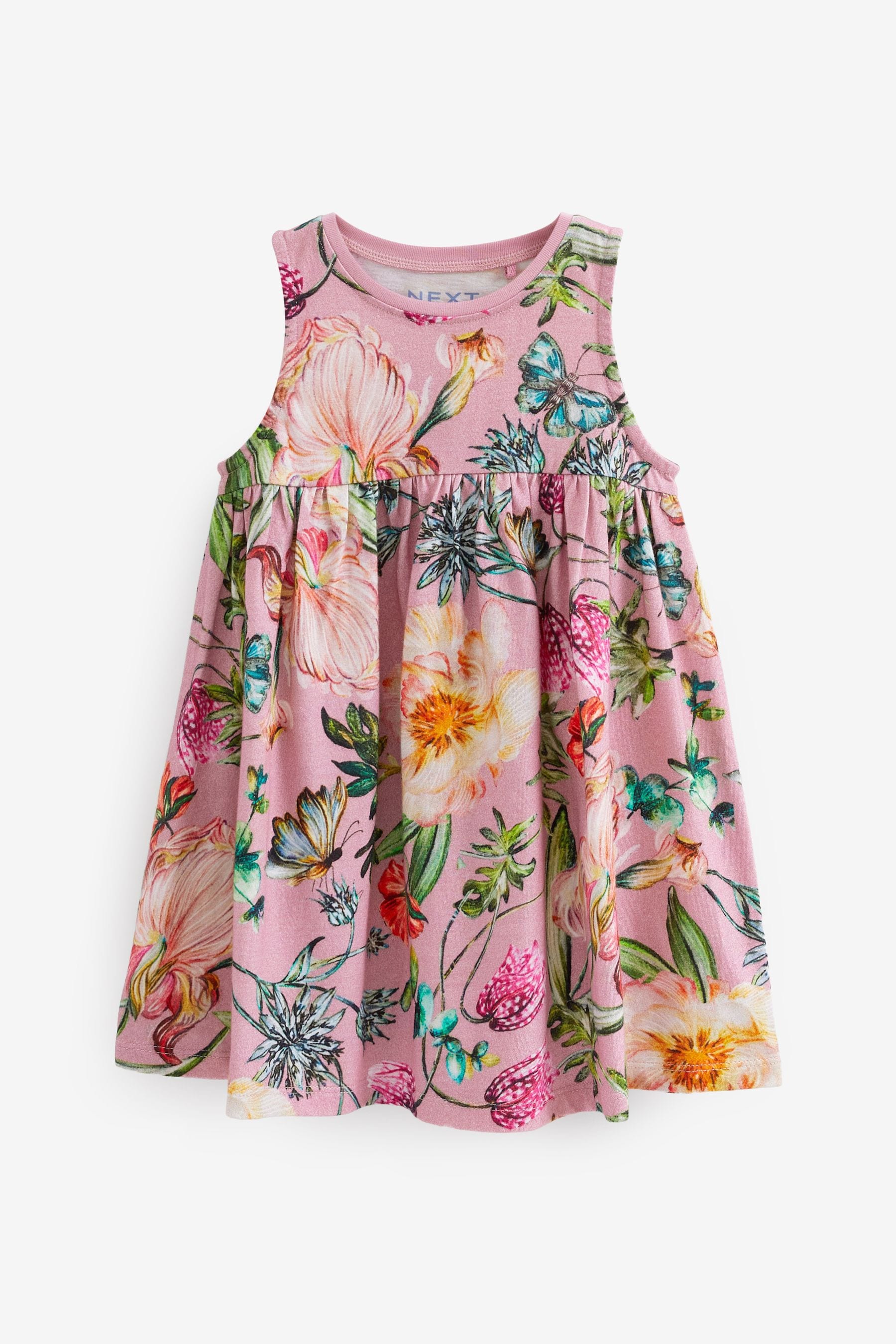 Pink Floral Sleeveless Jersey Dress (3mths-7yrs)