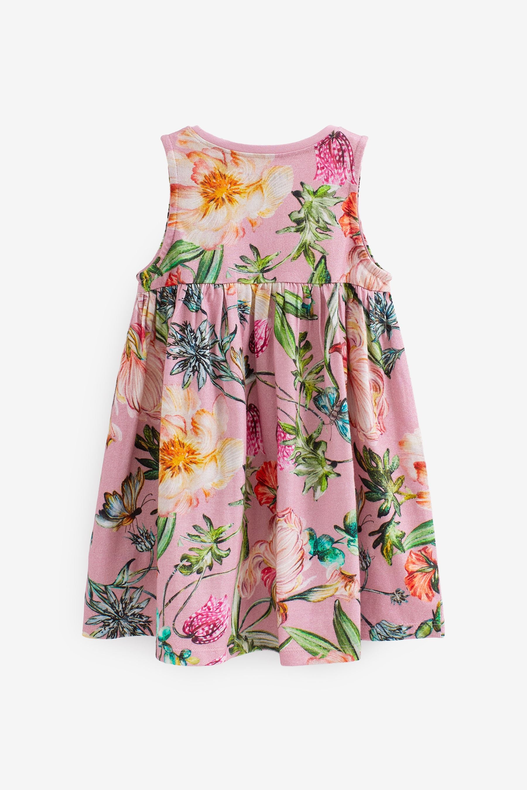 Pink Floral Sleeveless Jersey Dress (3mths-7yrs)