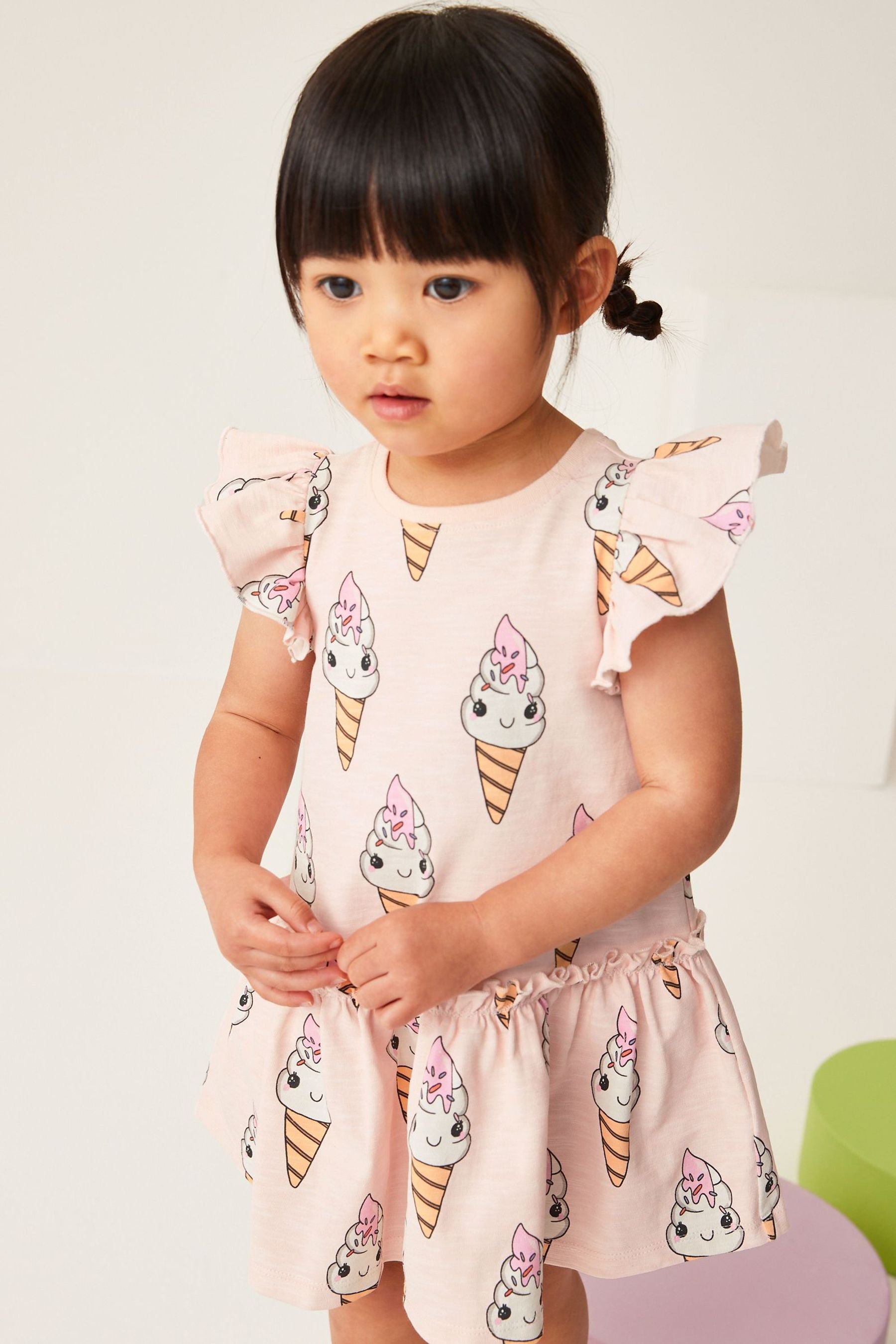 Pink Short Sleeve Peplum Jersey Dress (3mths-7yrs)