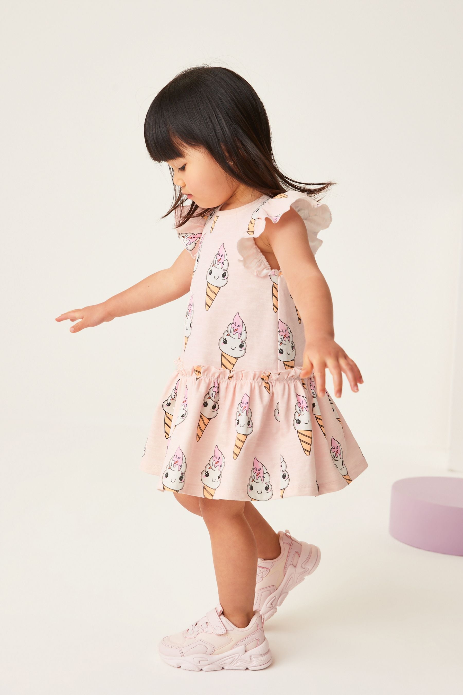 Pink Short Sleeve Peplum Jersey Dress (3mths-7yrs)