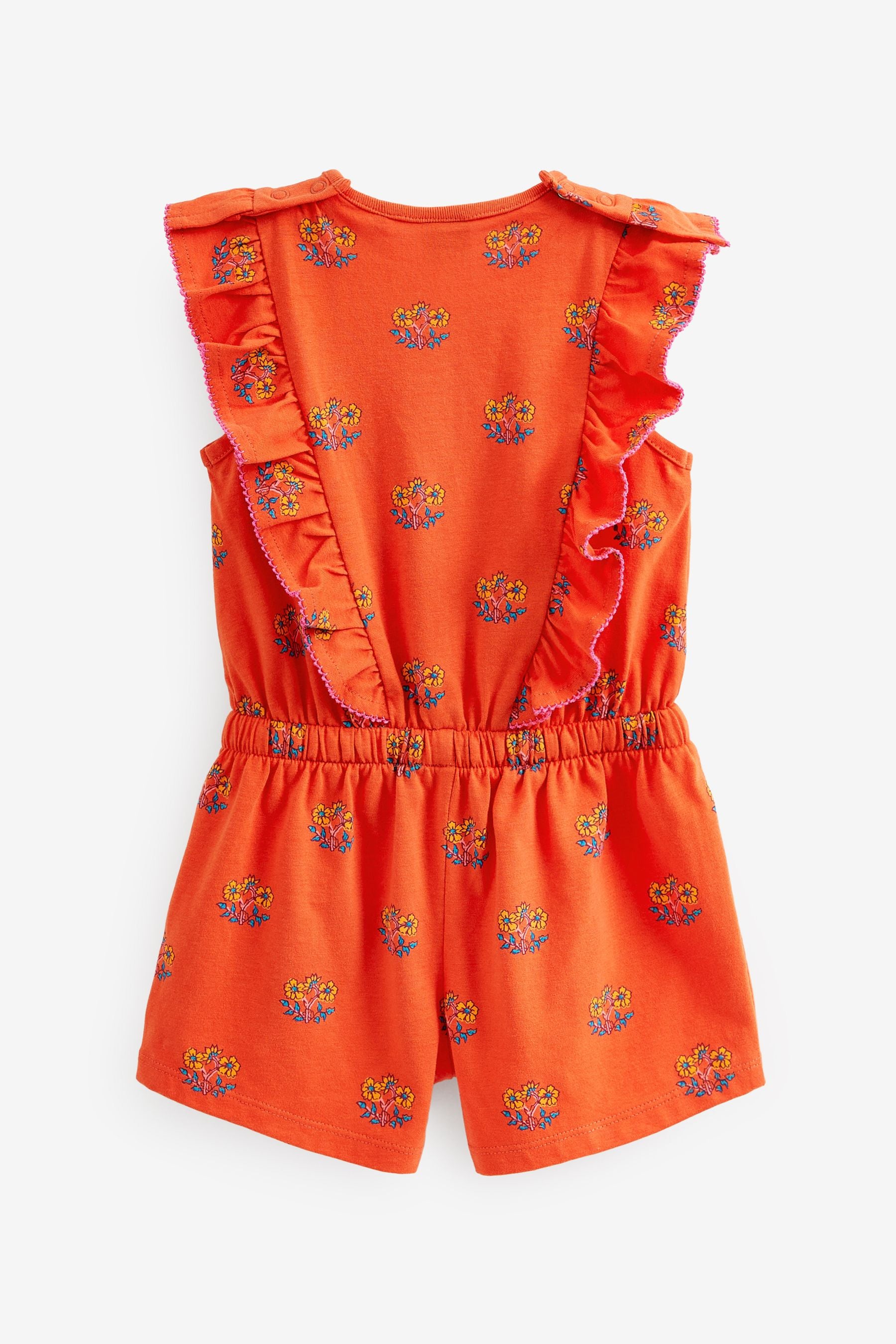 Orange Floral Short Sleeve Playsuit (3mths-7yrs)