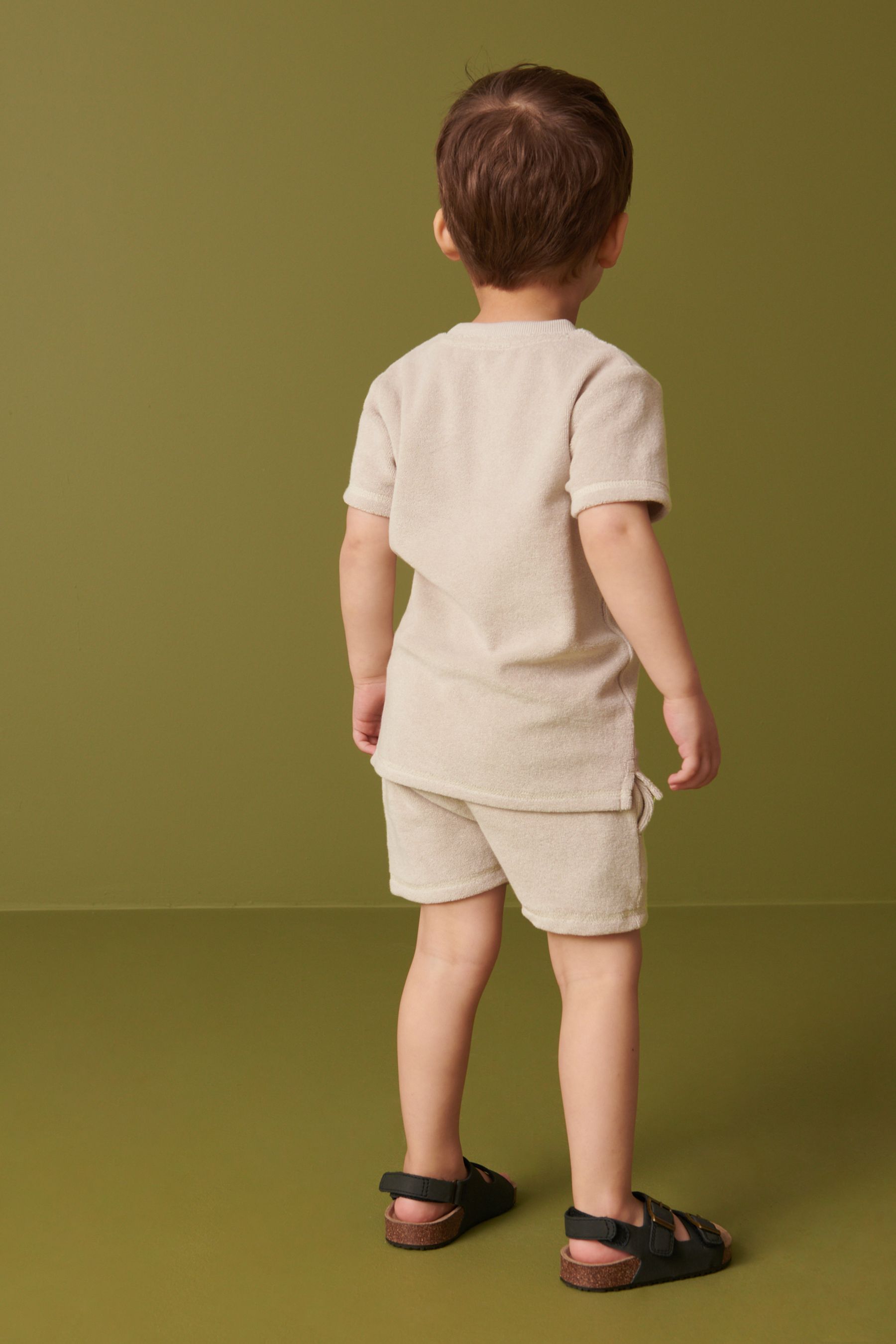 Neutral Textured Towelling T-Shirt and Short Set (3mths-7yrs)