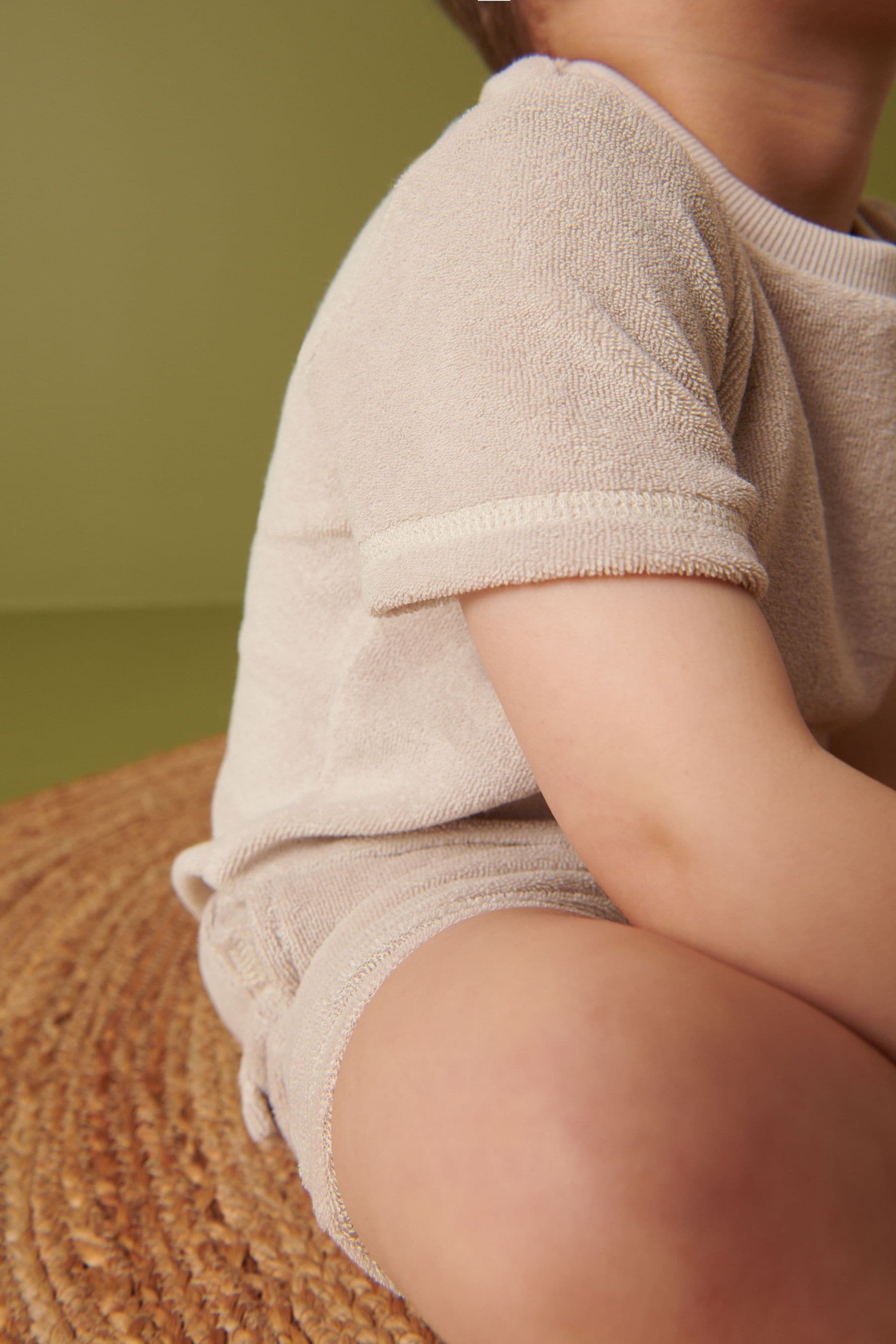 Neutral Textured Towelling T-Shirt and Short Set (3mths-7yrs)