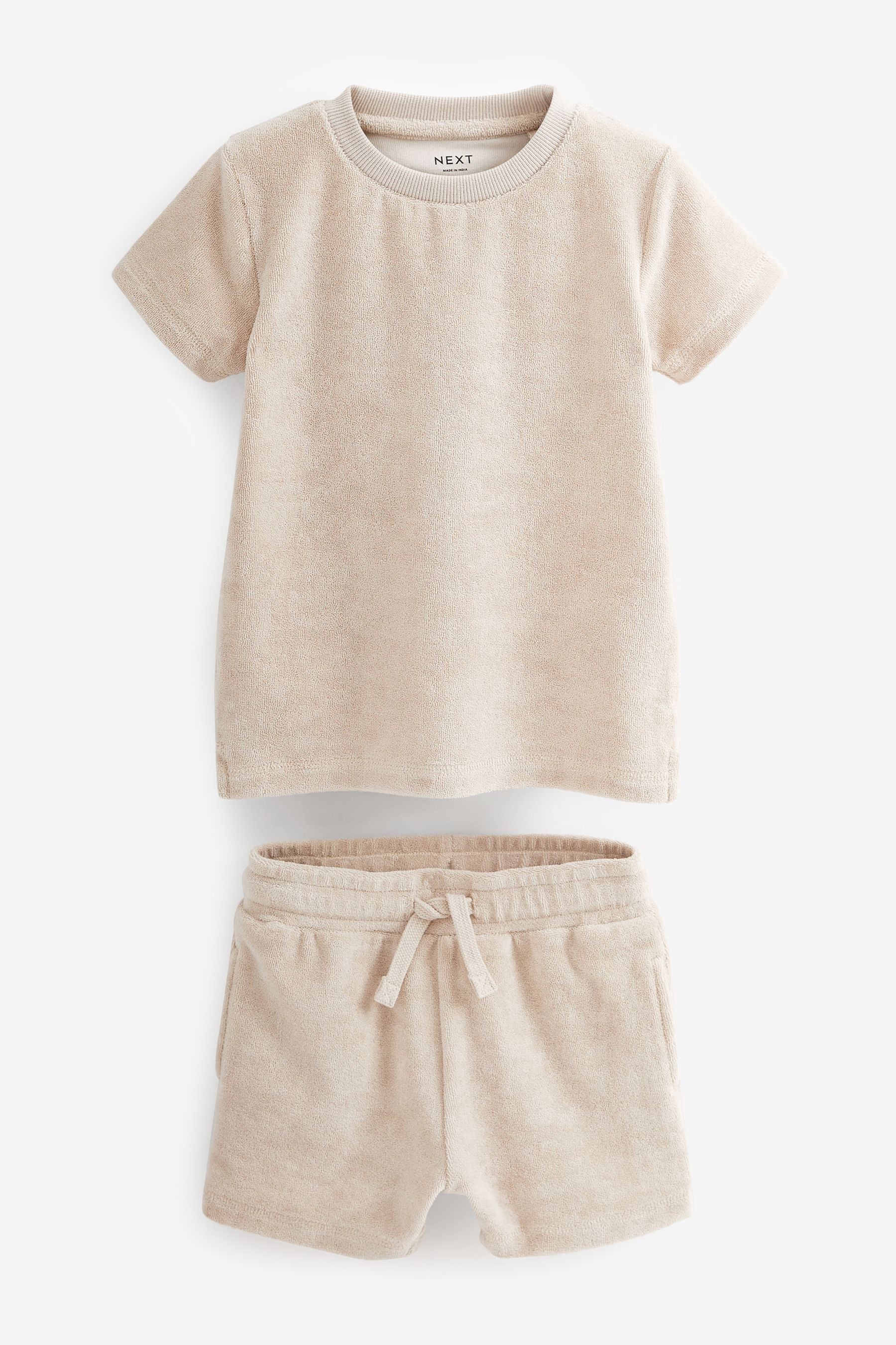 Neutral Textured Towelling T-Shirt and Short Set (3mths-7yrs)