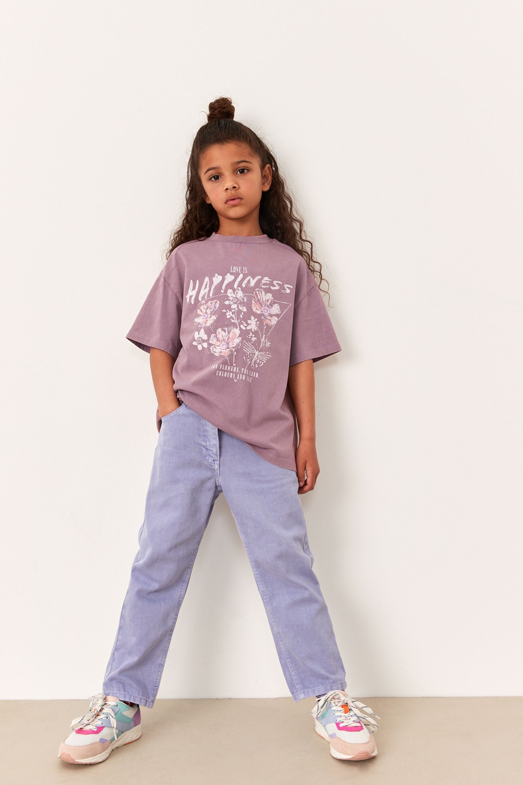 Pink Floral Acid Wash Graphic T-Shirt (3-16yrs)