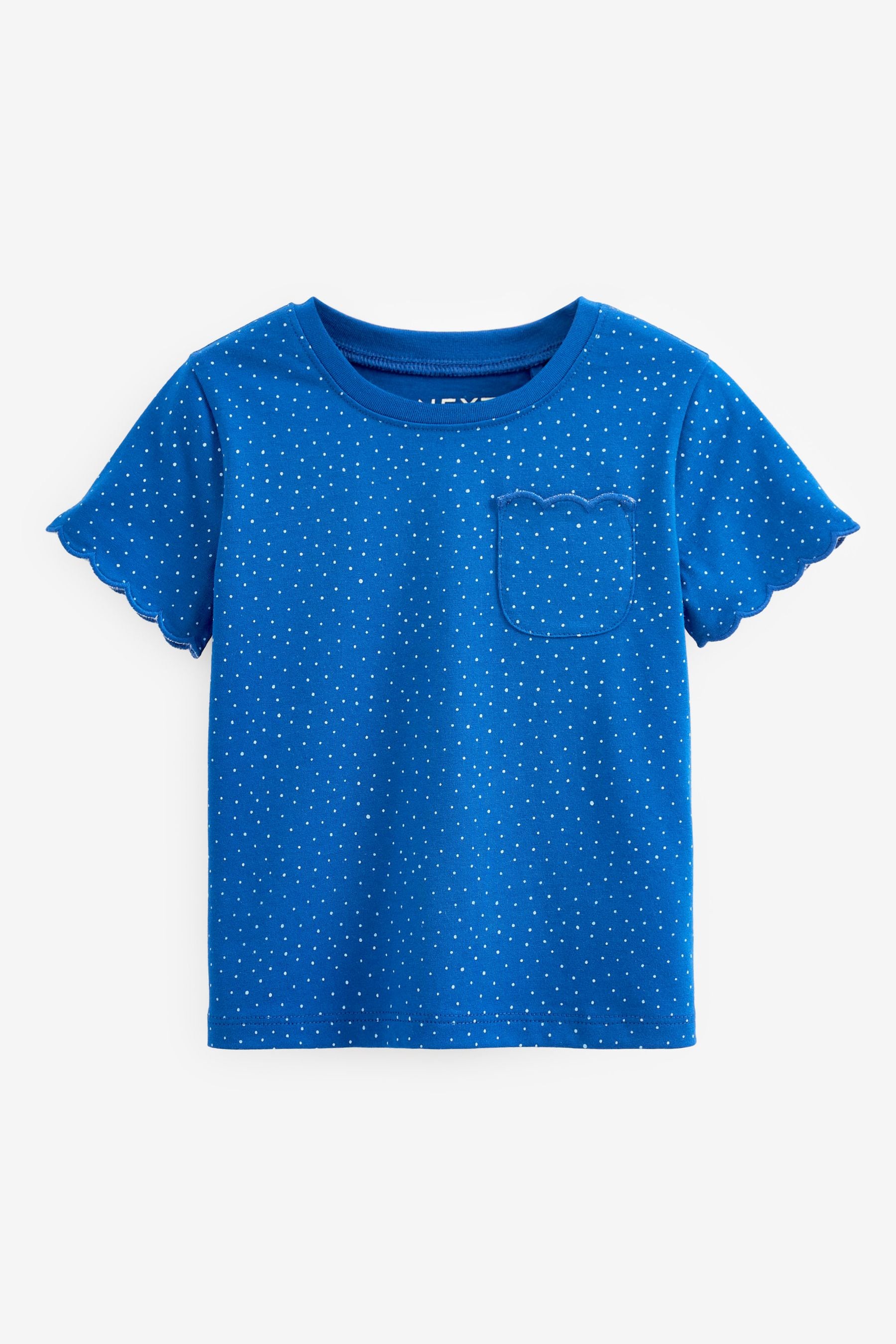 Navy Spot Scallop Cotton T-Shirt (3mths-7yrs)