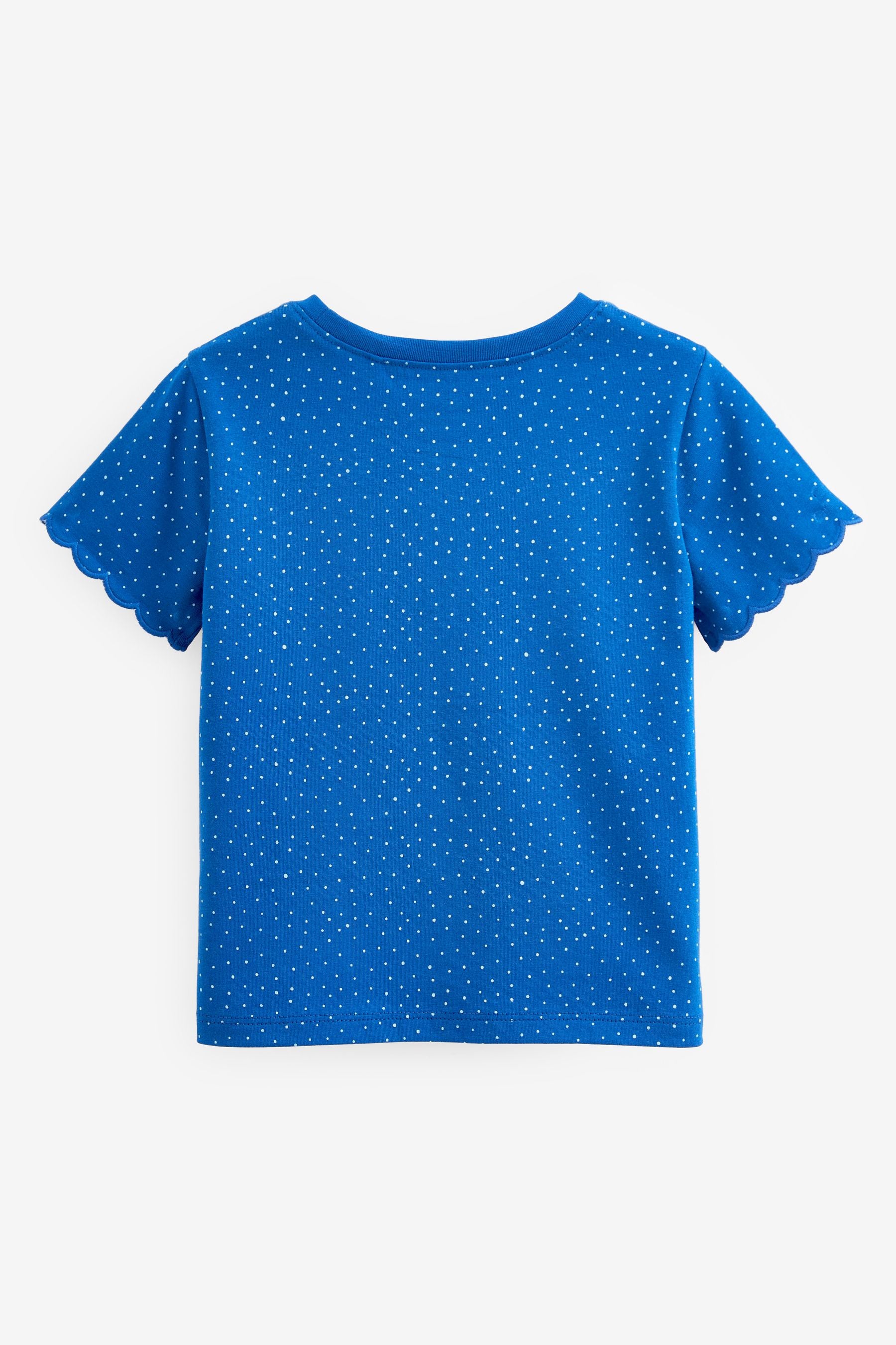 Navy Spot Scallop Cotton T-Shirt (3mths-7yrs)