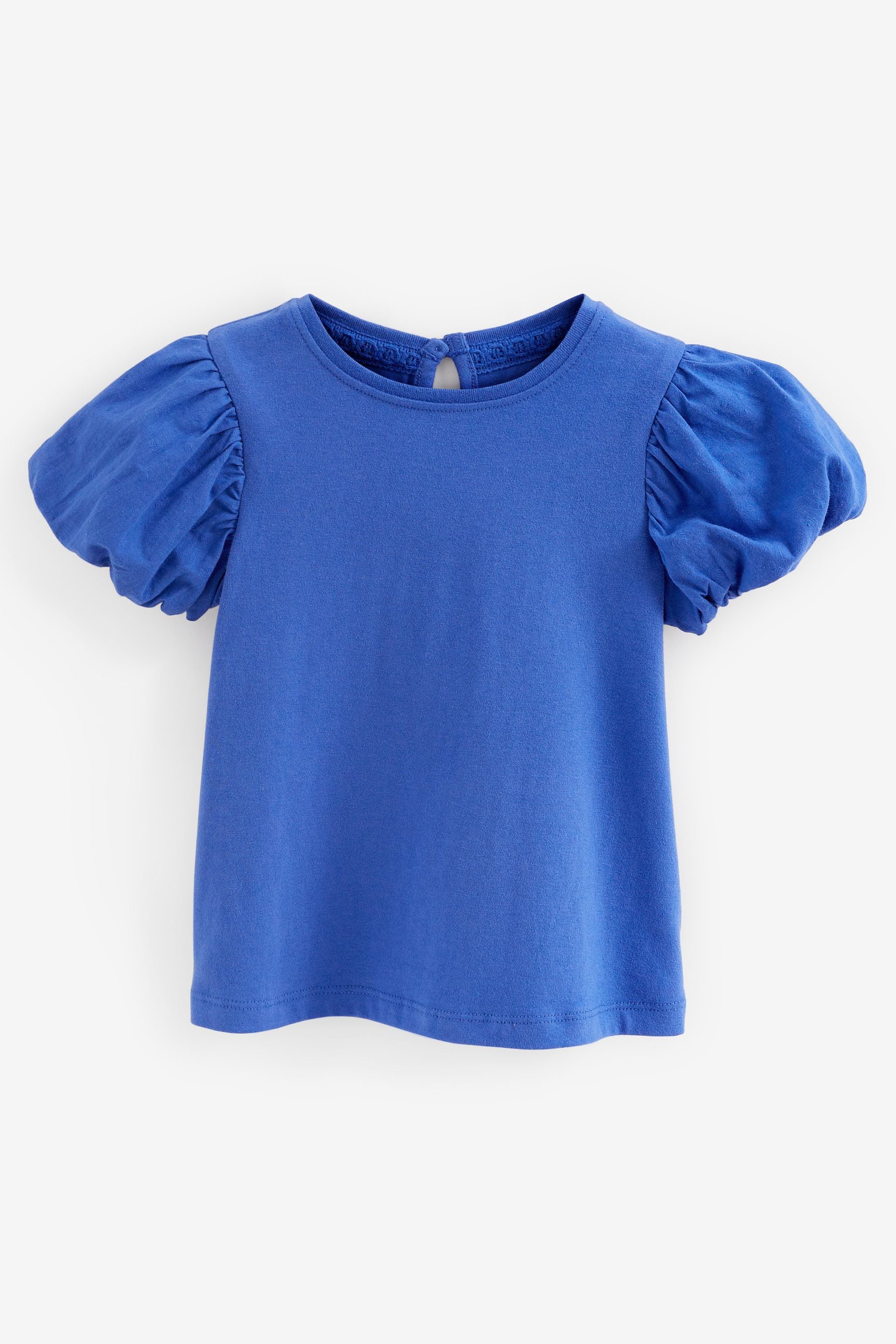 Cobalt Blue Cotton Puff Sleeve T-Shirt (3mths-7yrs)