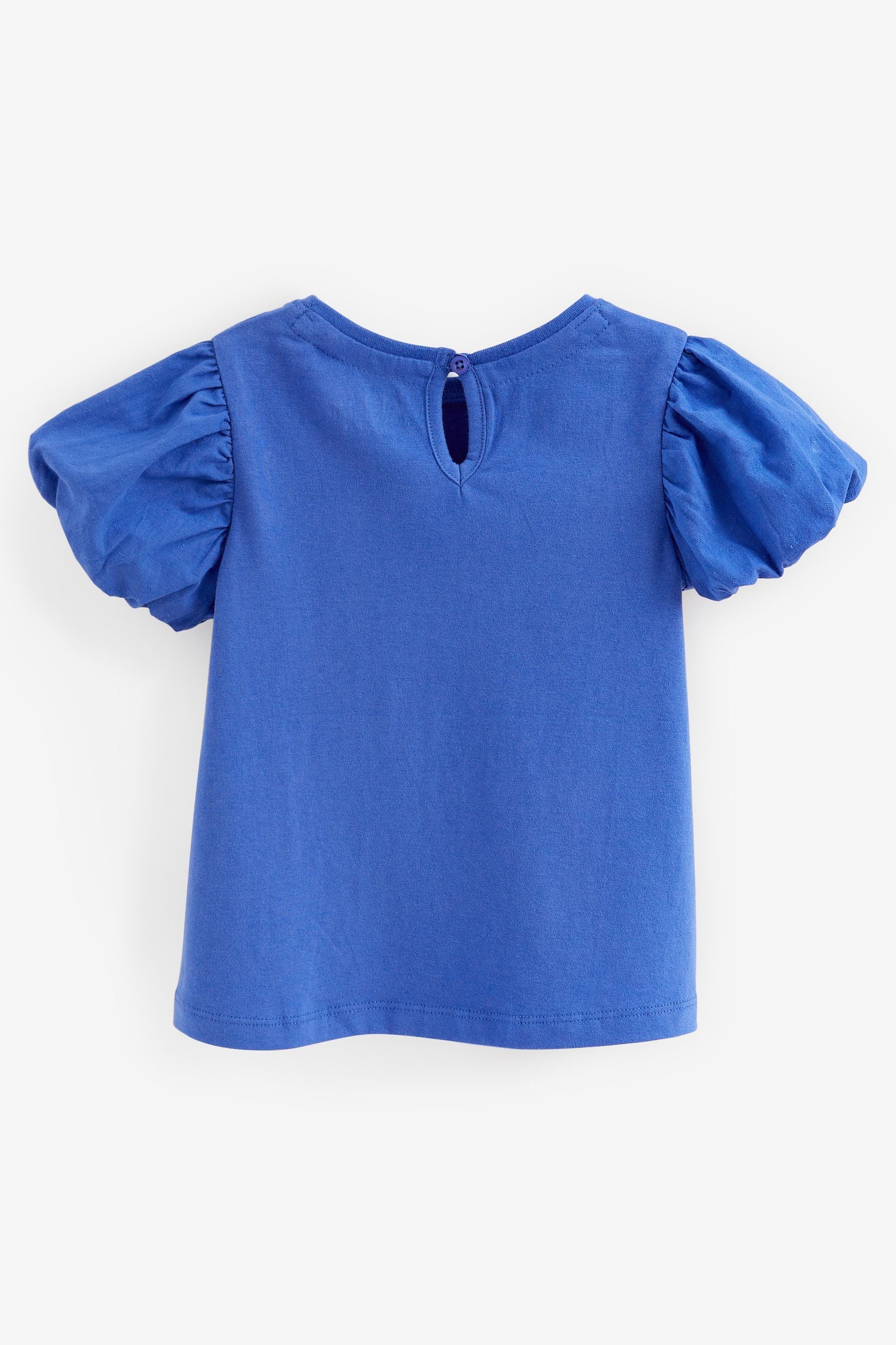 Cobalt Blue Cotton Puff Sleeve T-Shirt (3mths-7yrs)