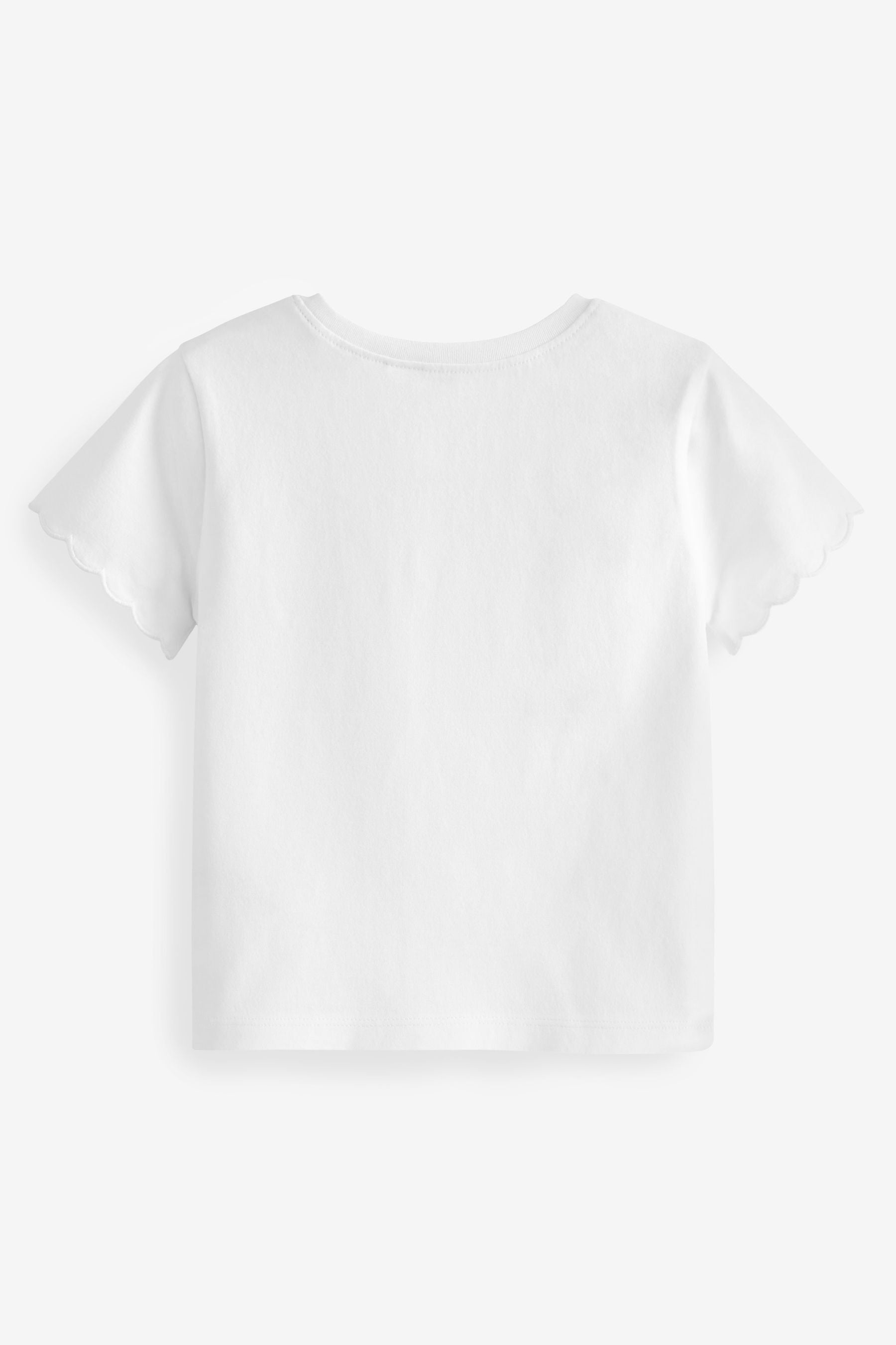 White Short Sleeve Scallop T-Shirt (3mths-7yrs)